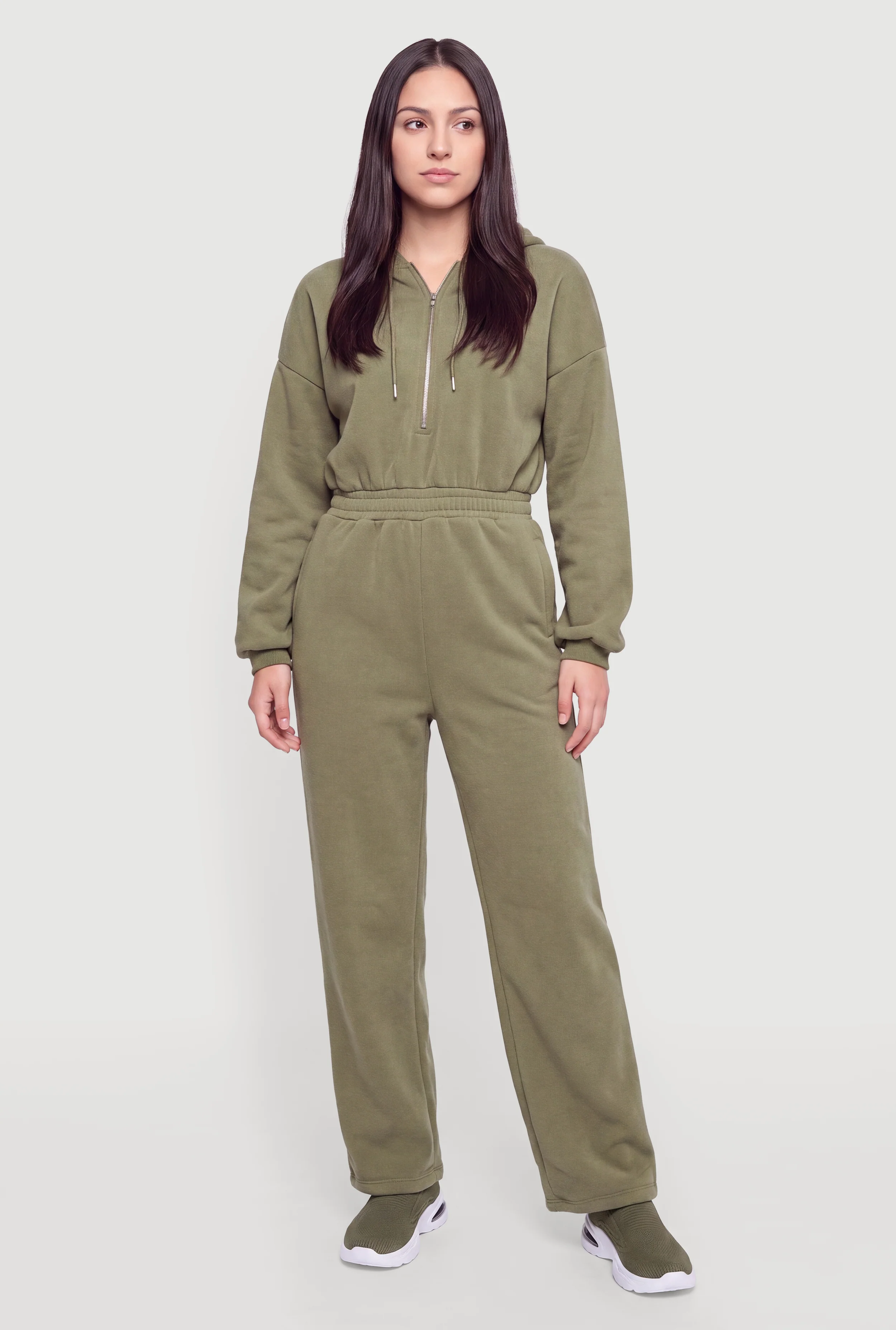 Fleece Half Zip Hooded Jumpsuit
