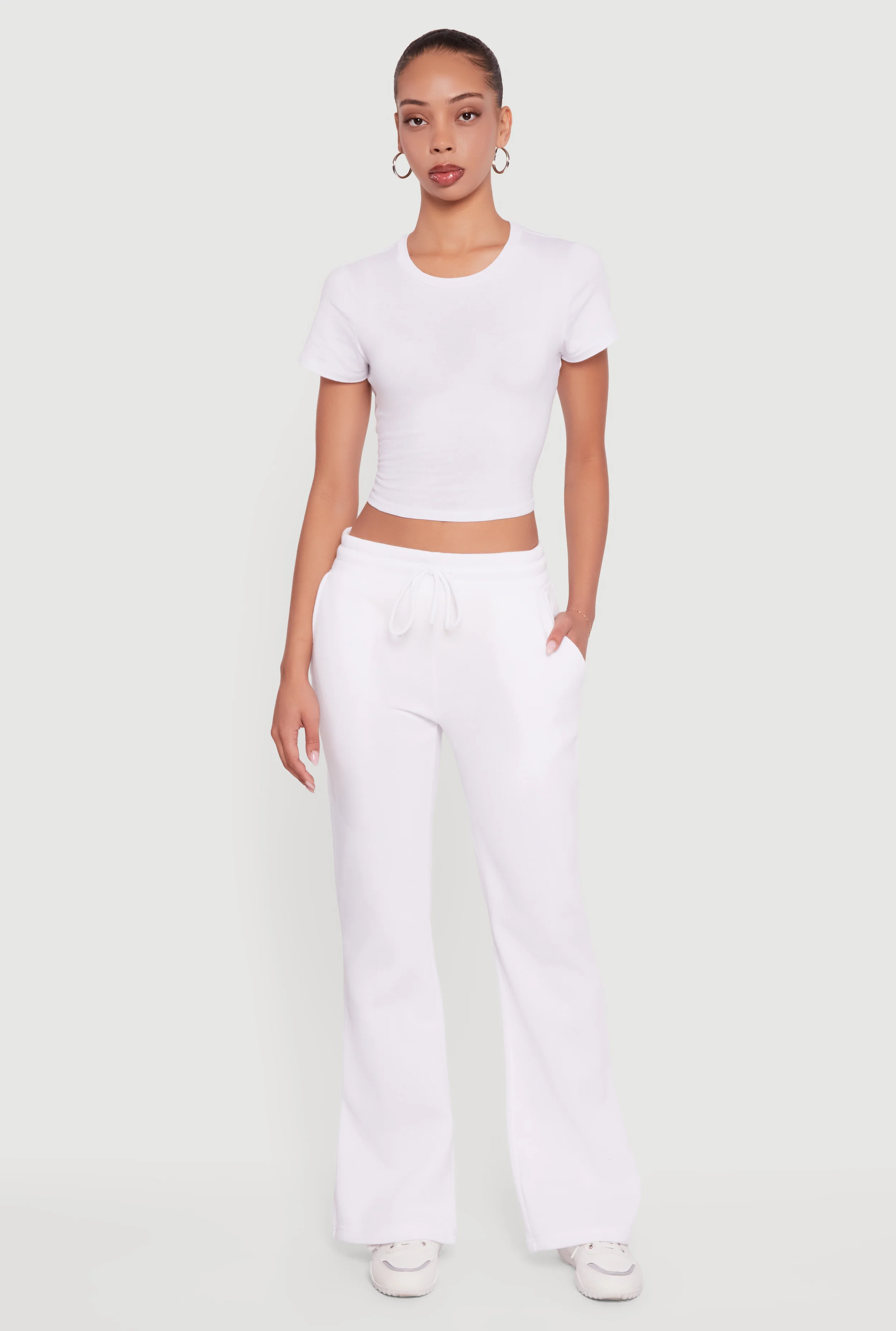 Drawstring Waist Fleece Lined Boot Cut Sweatpants