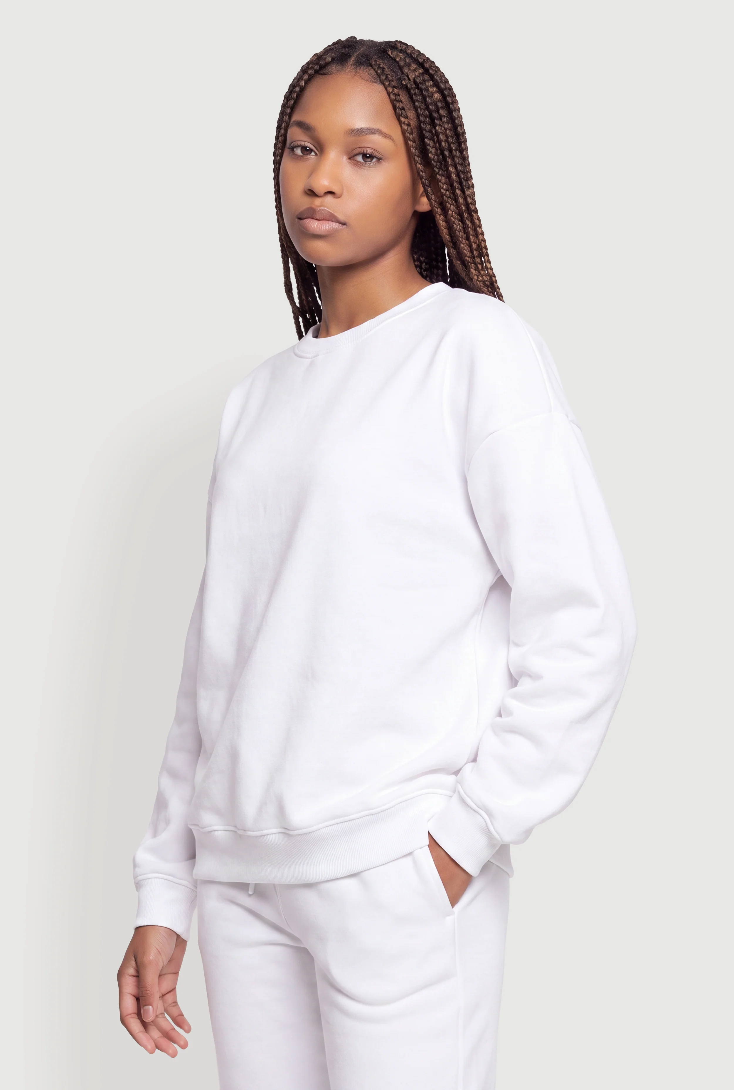 Drop Shoulder Fleece Lined Pullover Sweatshirt