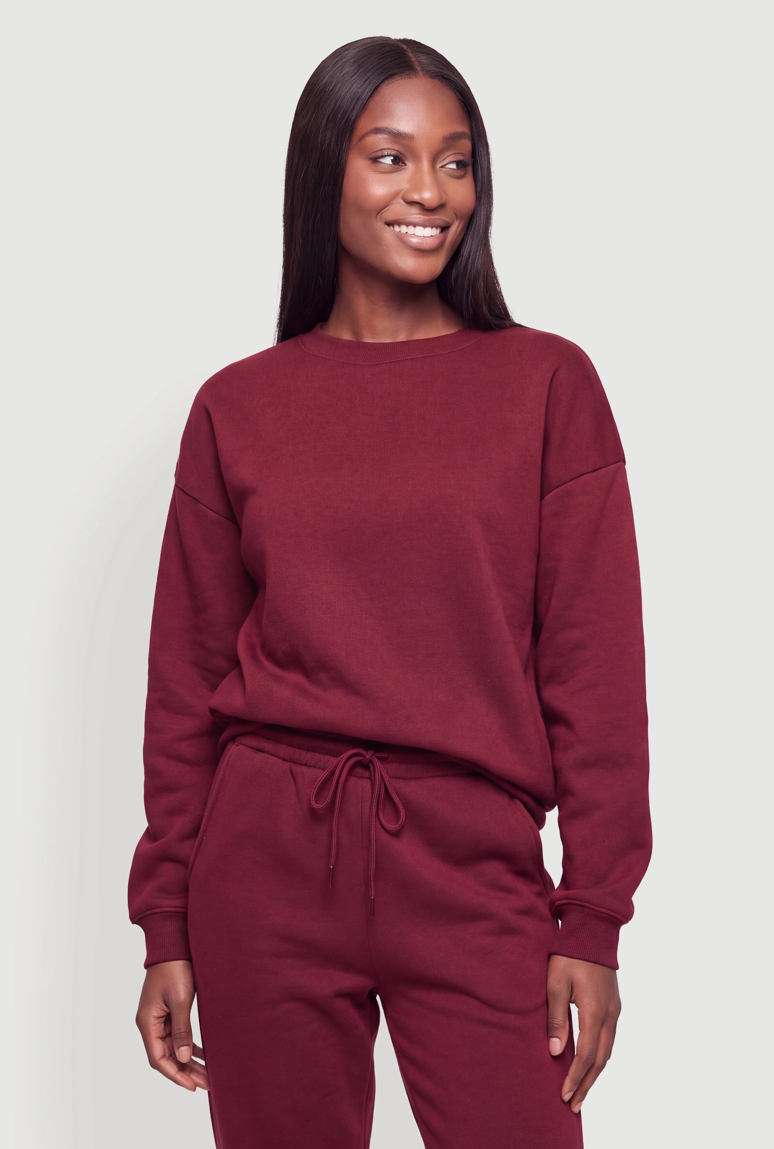 Drop Shoulder Fleece Lined Pullover Sweatshirt
