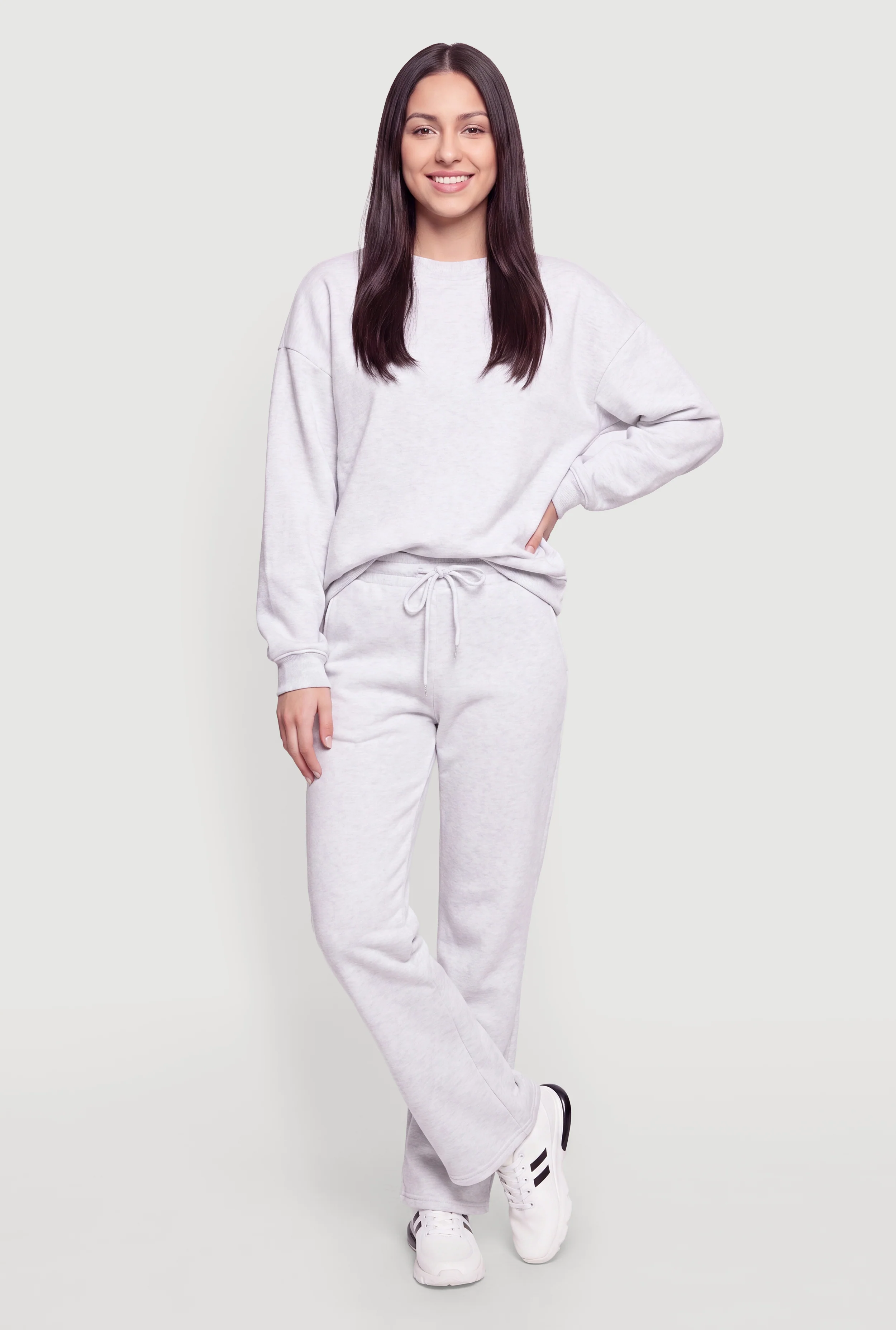Drawstring Waist Flare Leg Fleece Sweatpants