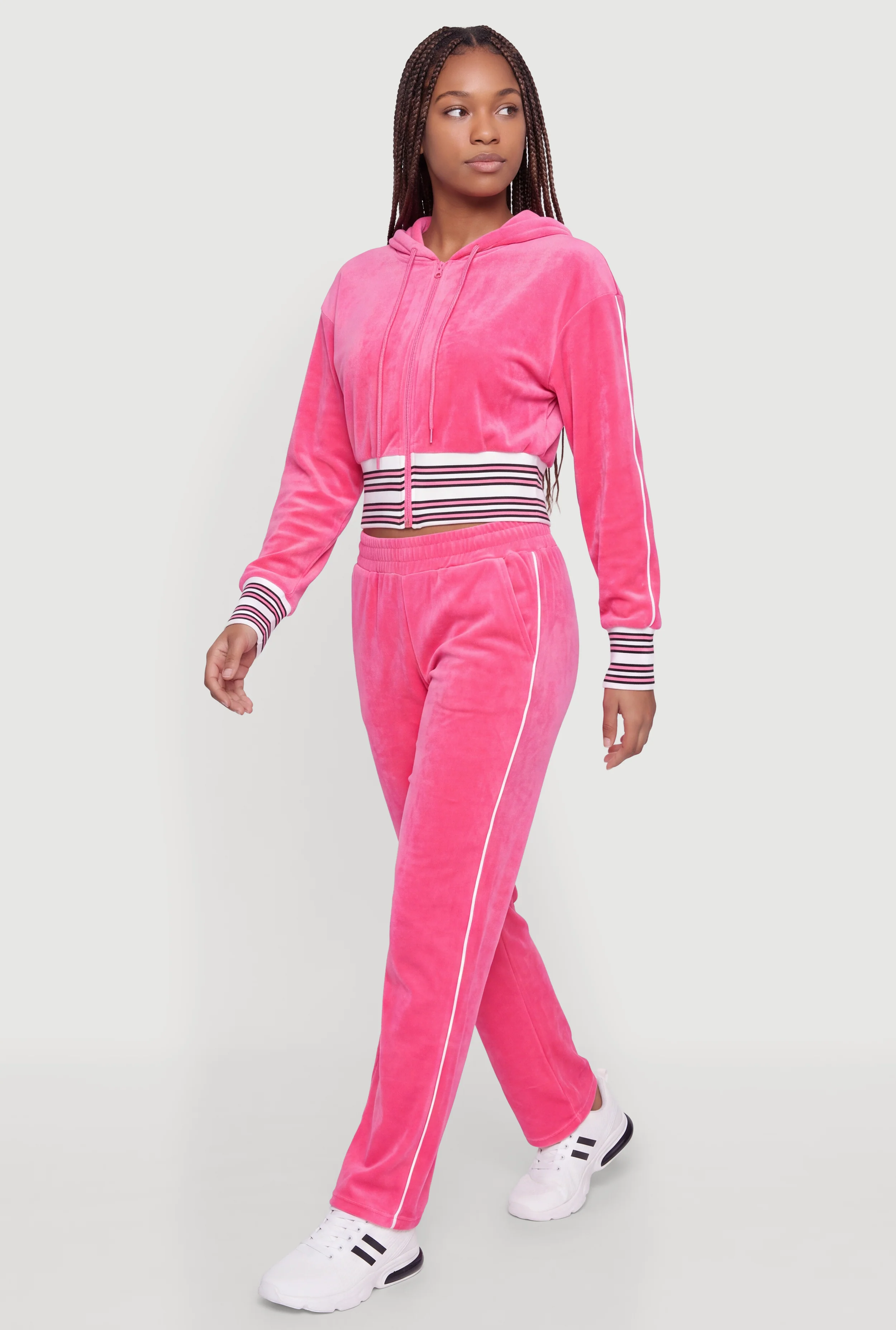 Contrast Trim High Waisted Pull On Pants