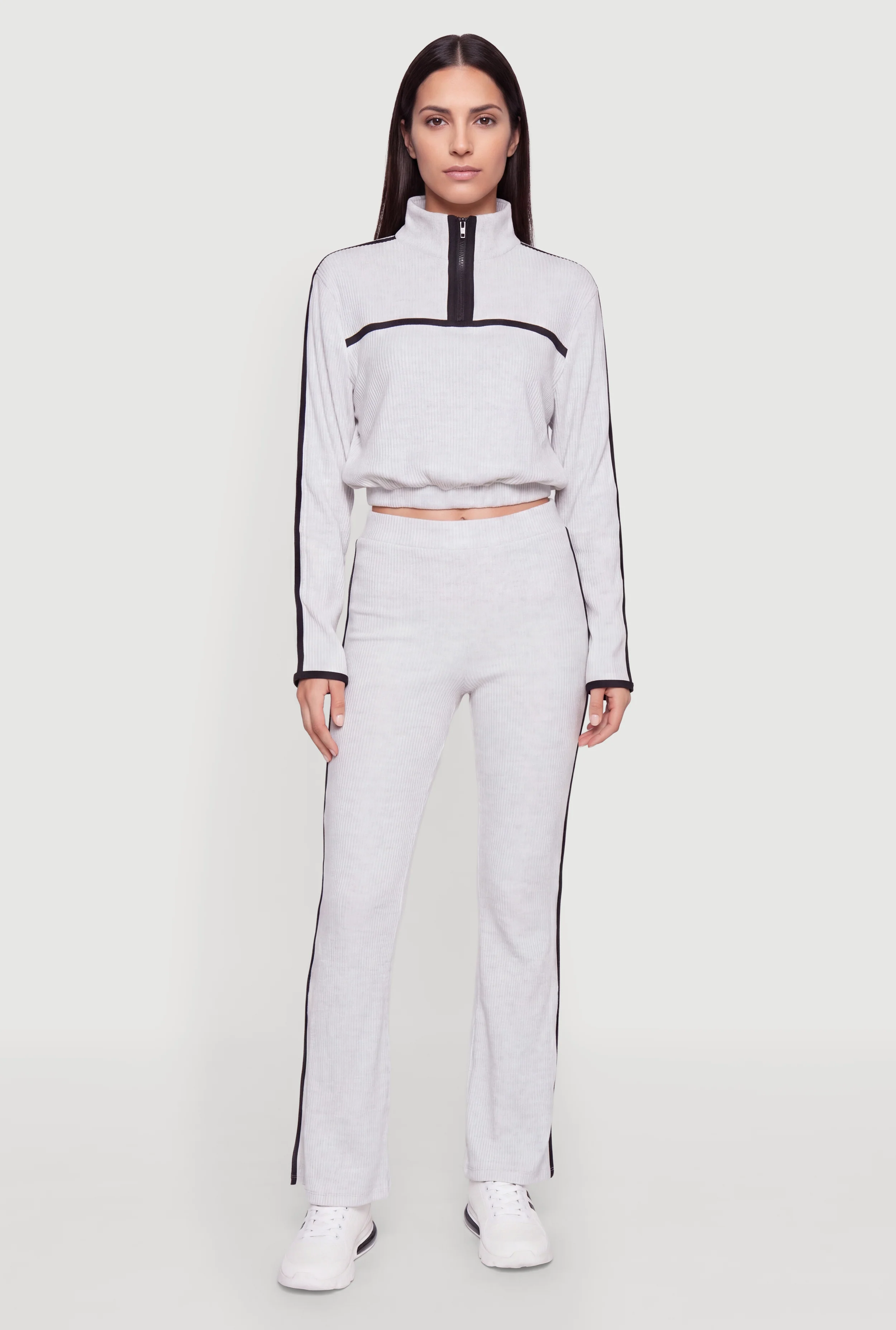 Contrast Side Stripe Flare Pants