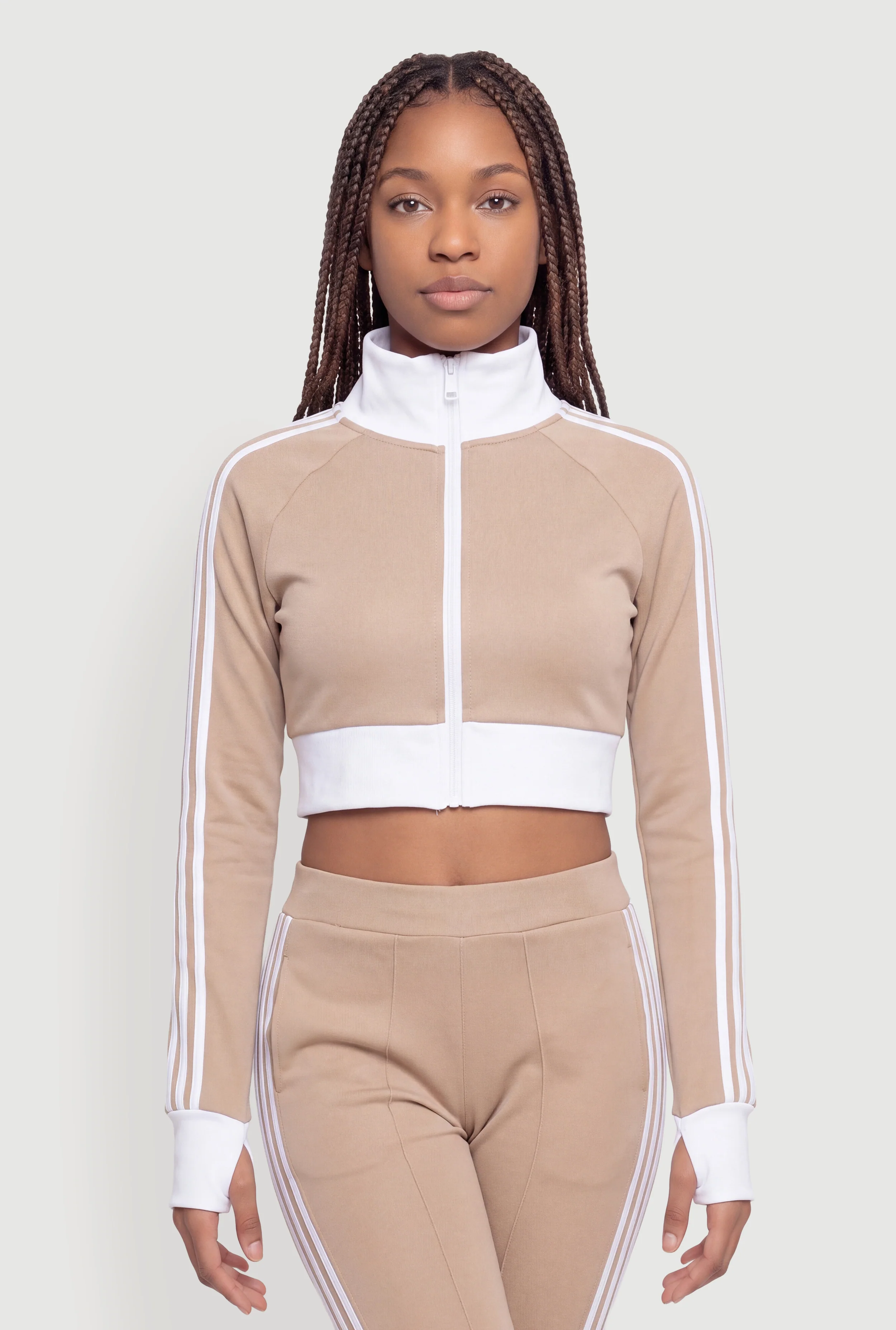 Varsity Stripe Cropped Track Jacket