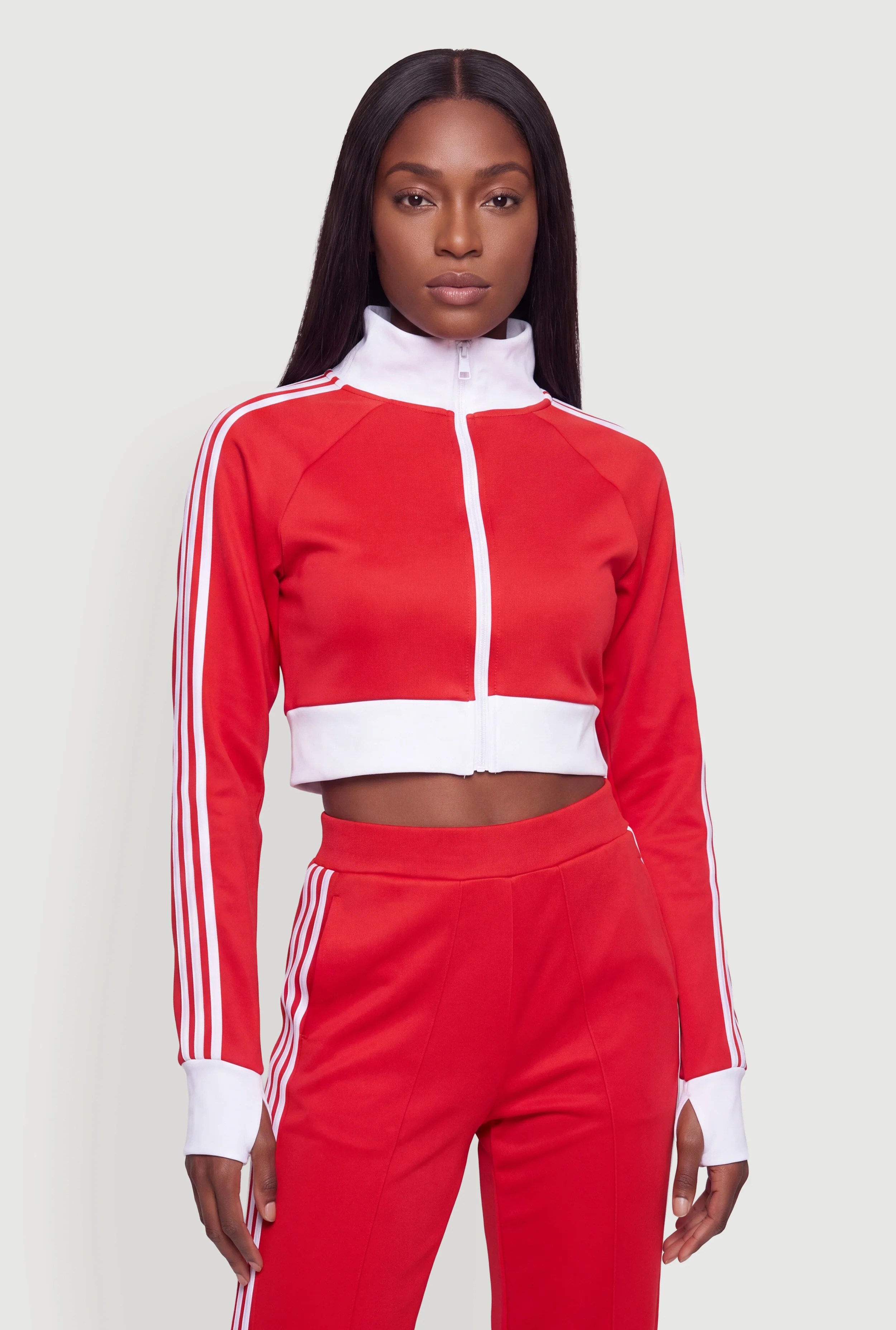 Varsity Stripe Cropped Track Jacket