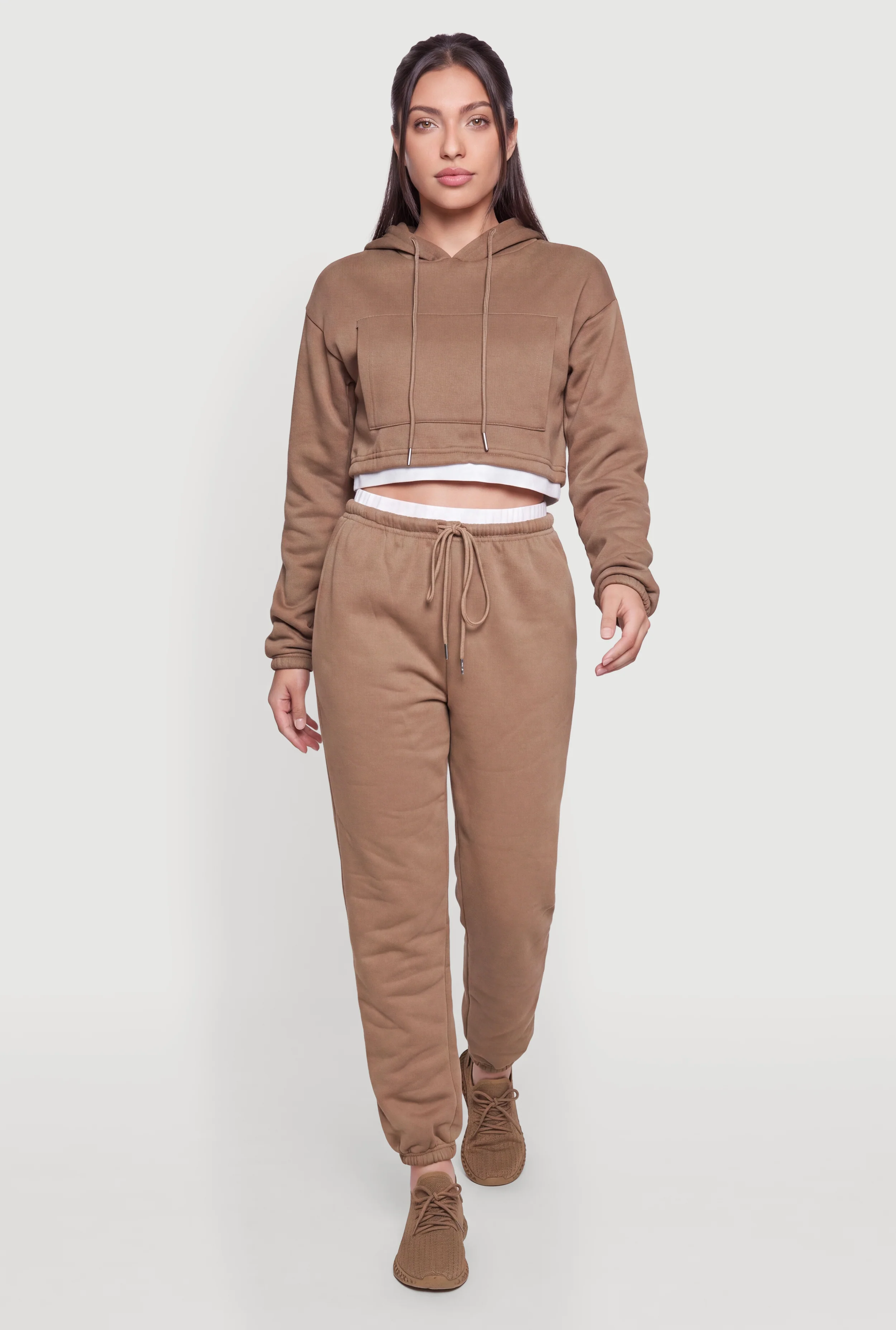 Contrast Waist Fleece Sweatpants