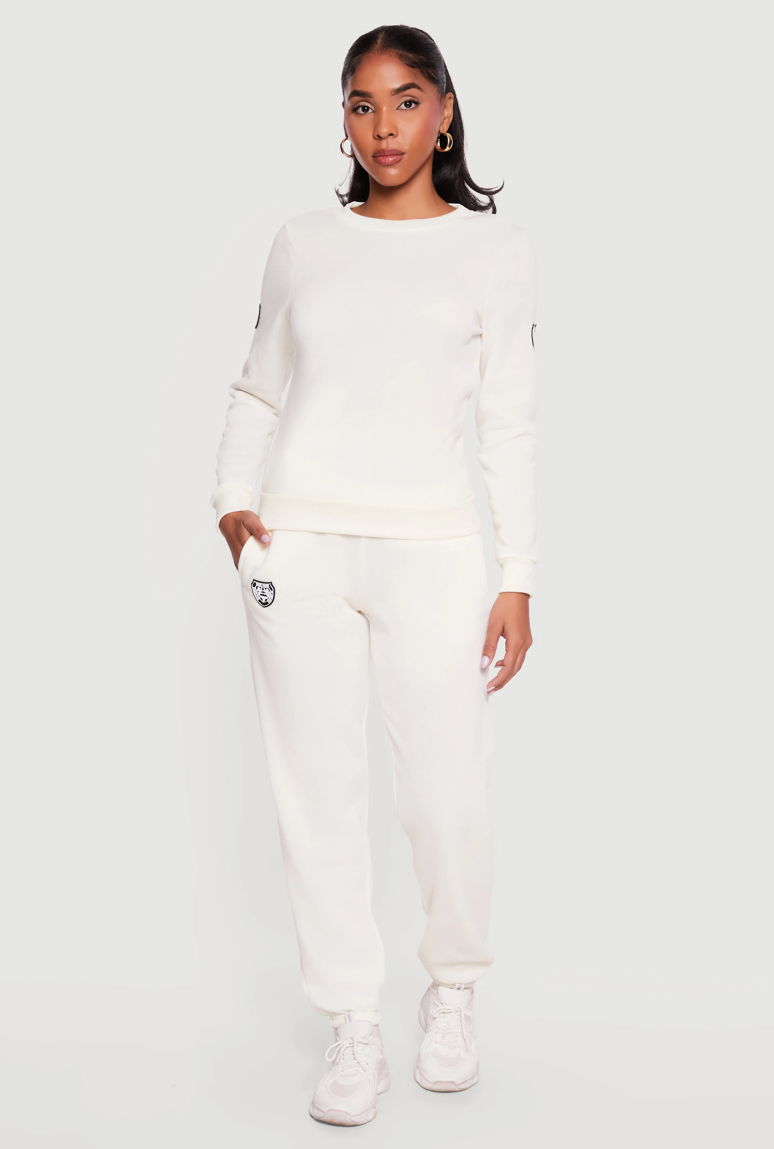 Graphic Patch Detail Fleece Sweatpants