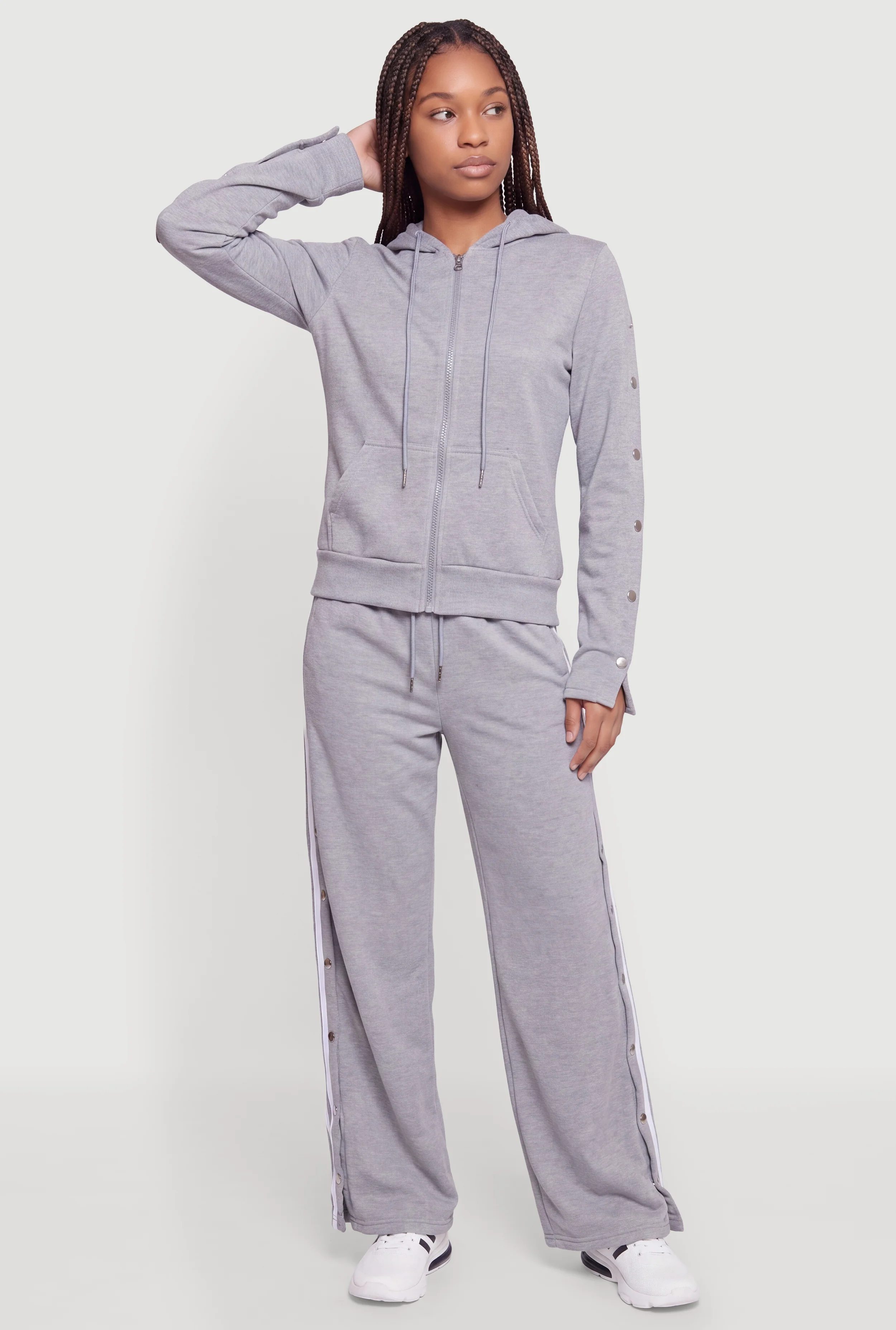 Side Snap Varsity Stripe Sweatpants