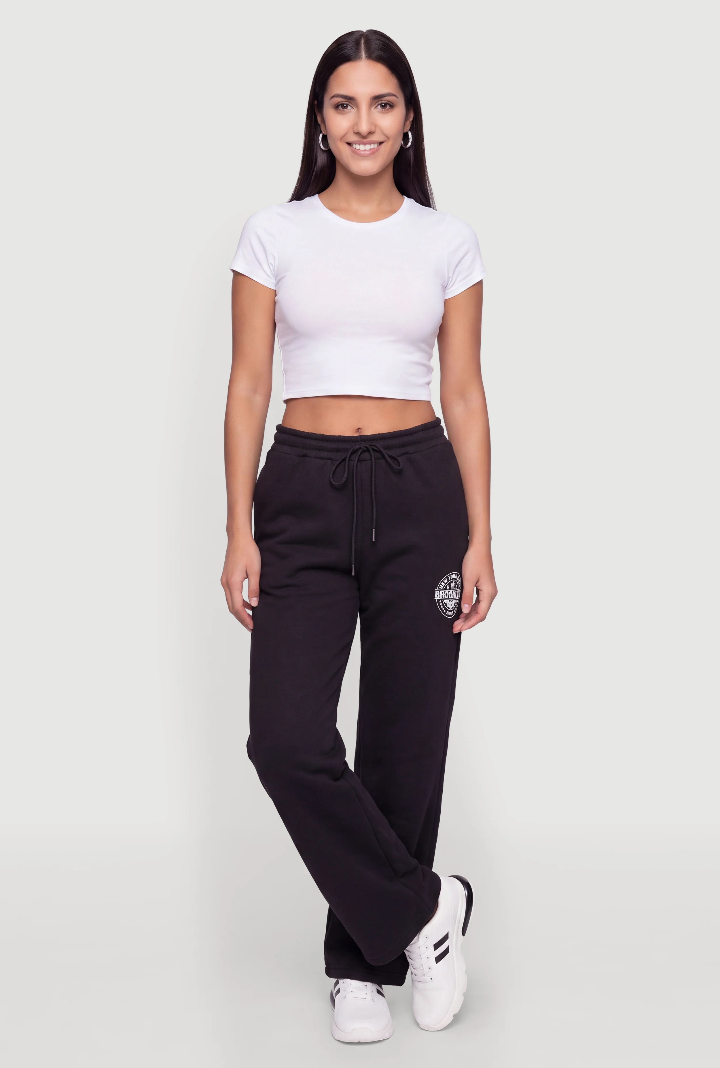 Drawstring Waist Brooklyn New York Graphic Sweatpants
