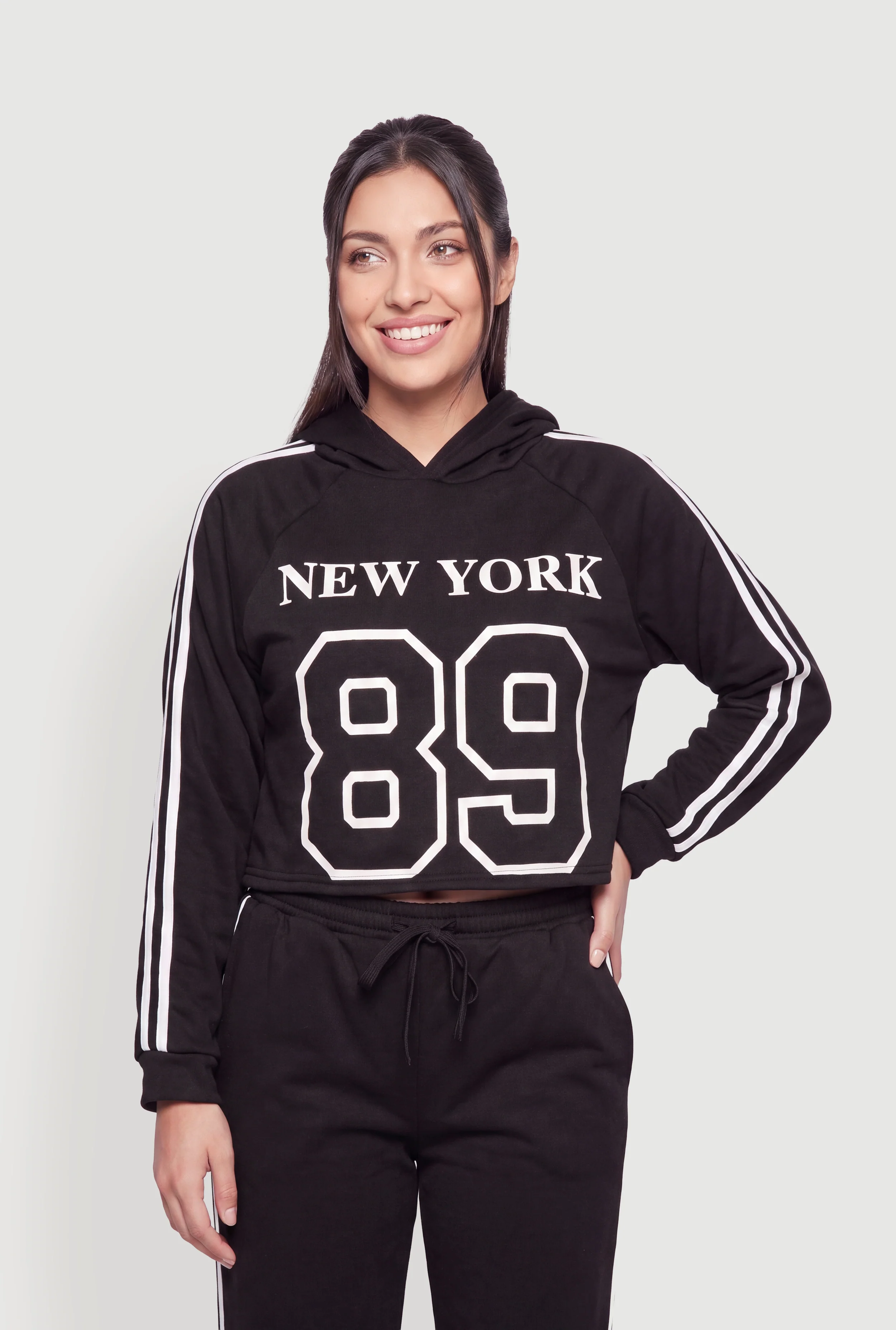 New York 89 Varsity Cropped Hoodie