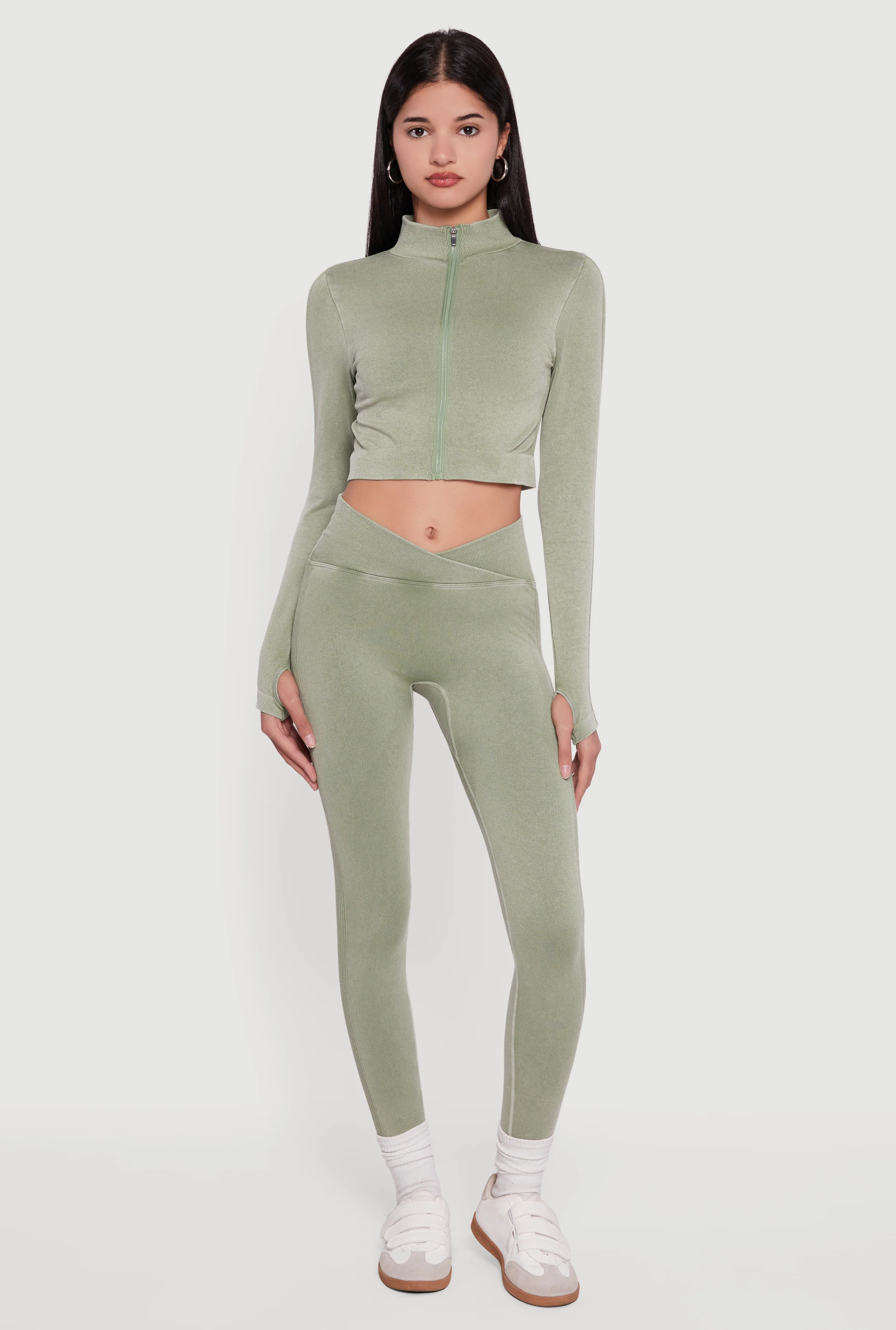 Seamless Acid Wash Cropped Track Jacket
