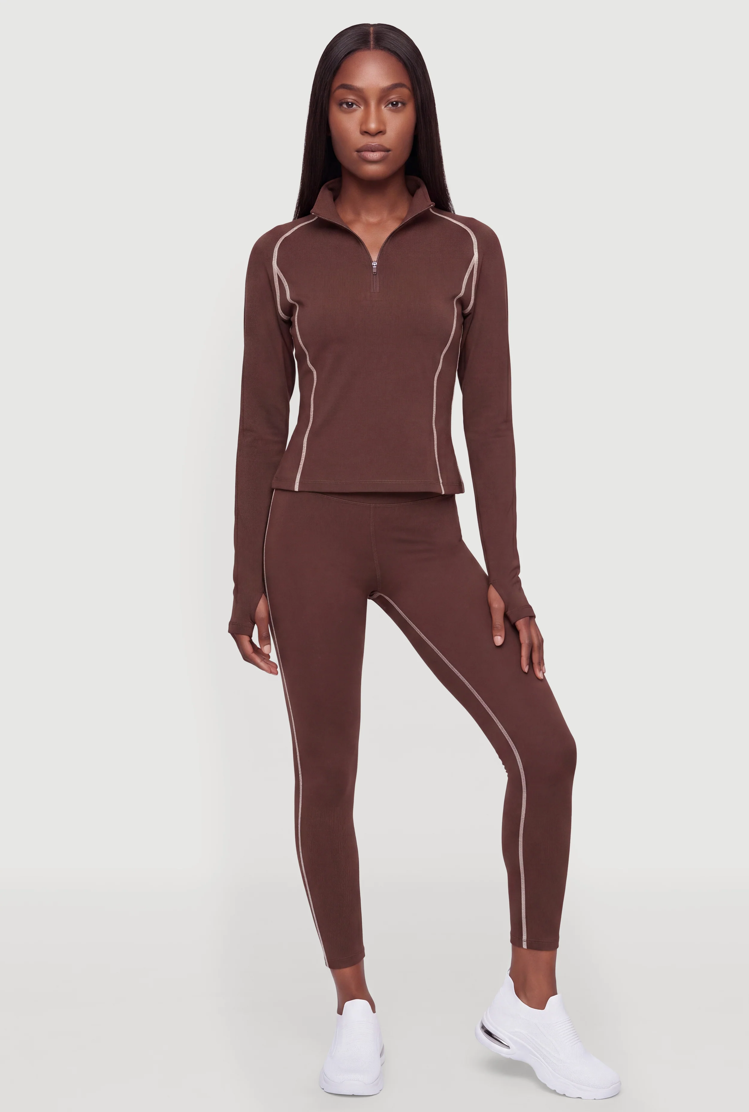 Contrast Decorative Stitch Active Leggings