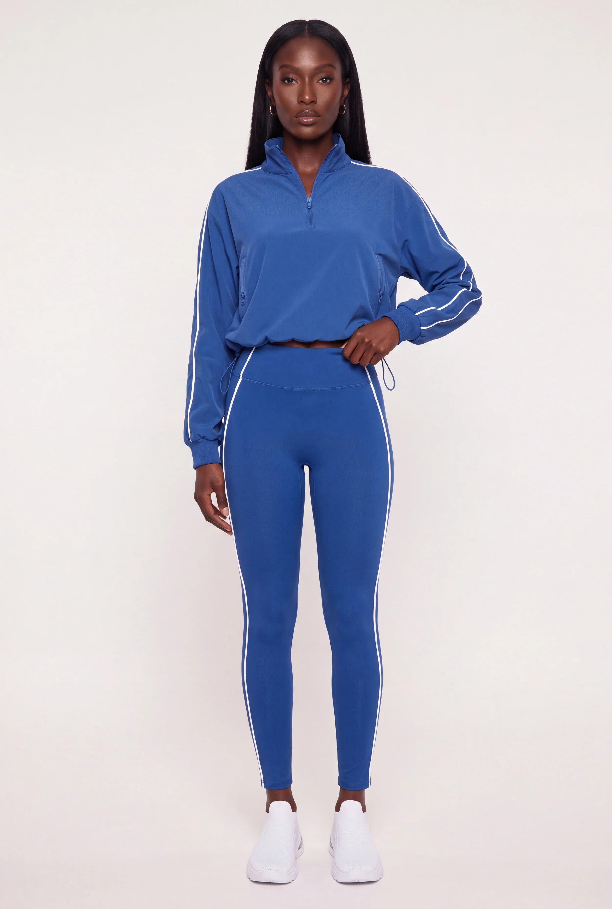 Contrast Piping Trim High Waisted Leggings