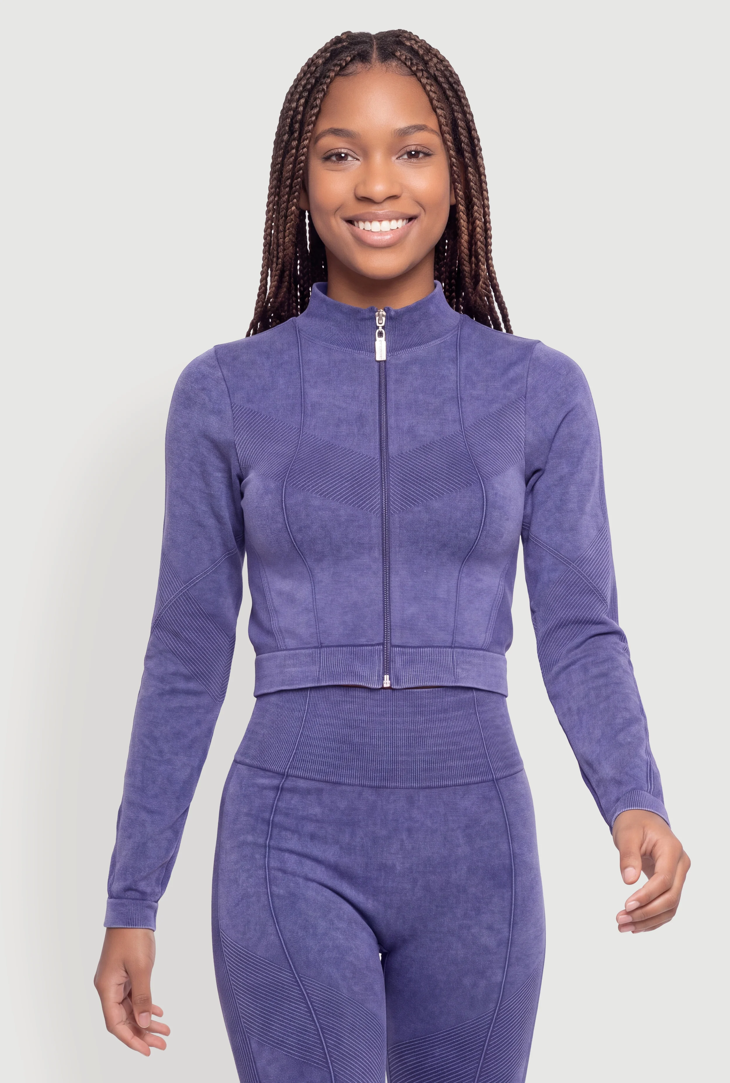 Acid Wash Seamless Active Cropped Jacket