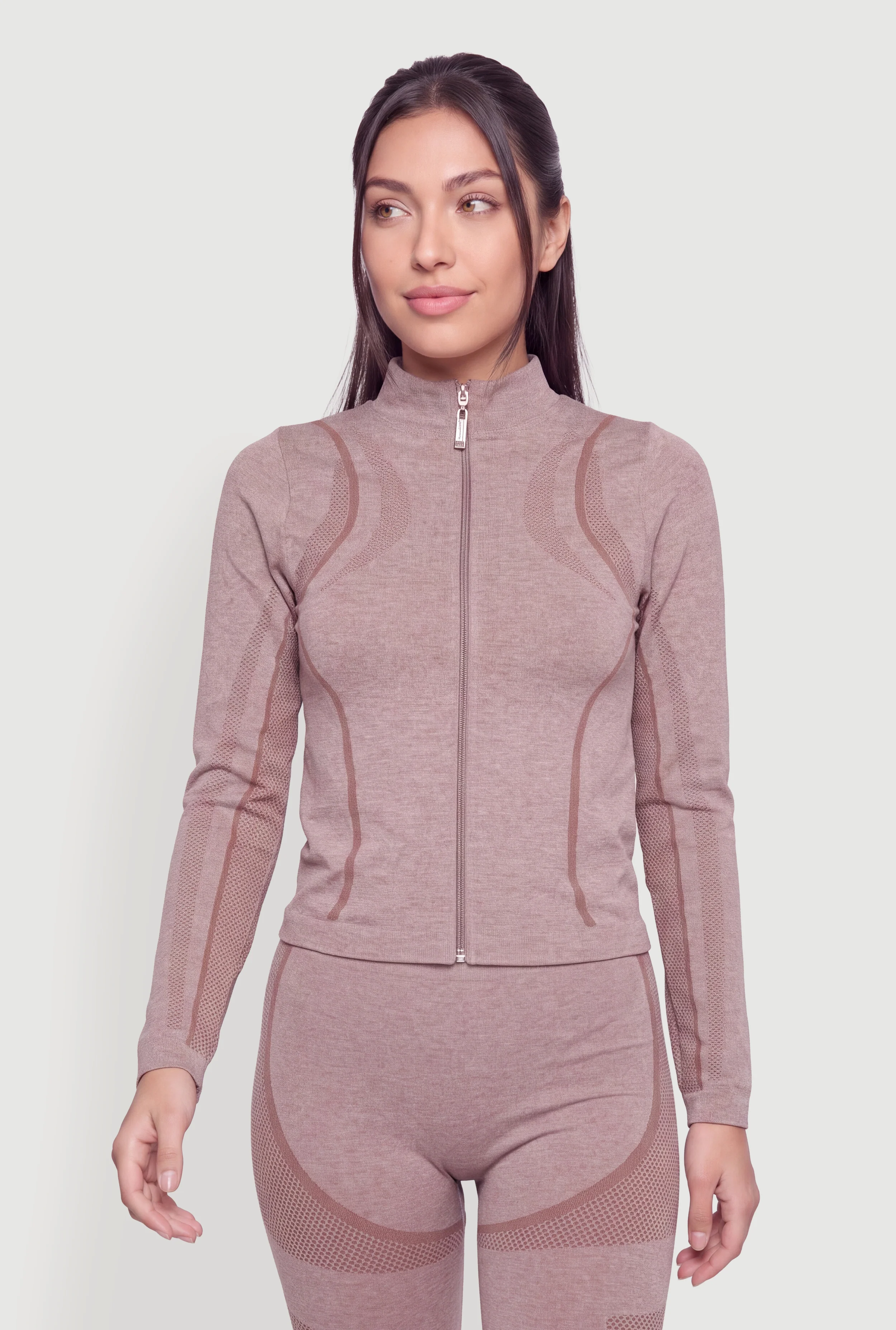 Seamless Marled Zip Front Active Jacket