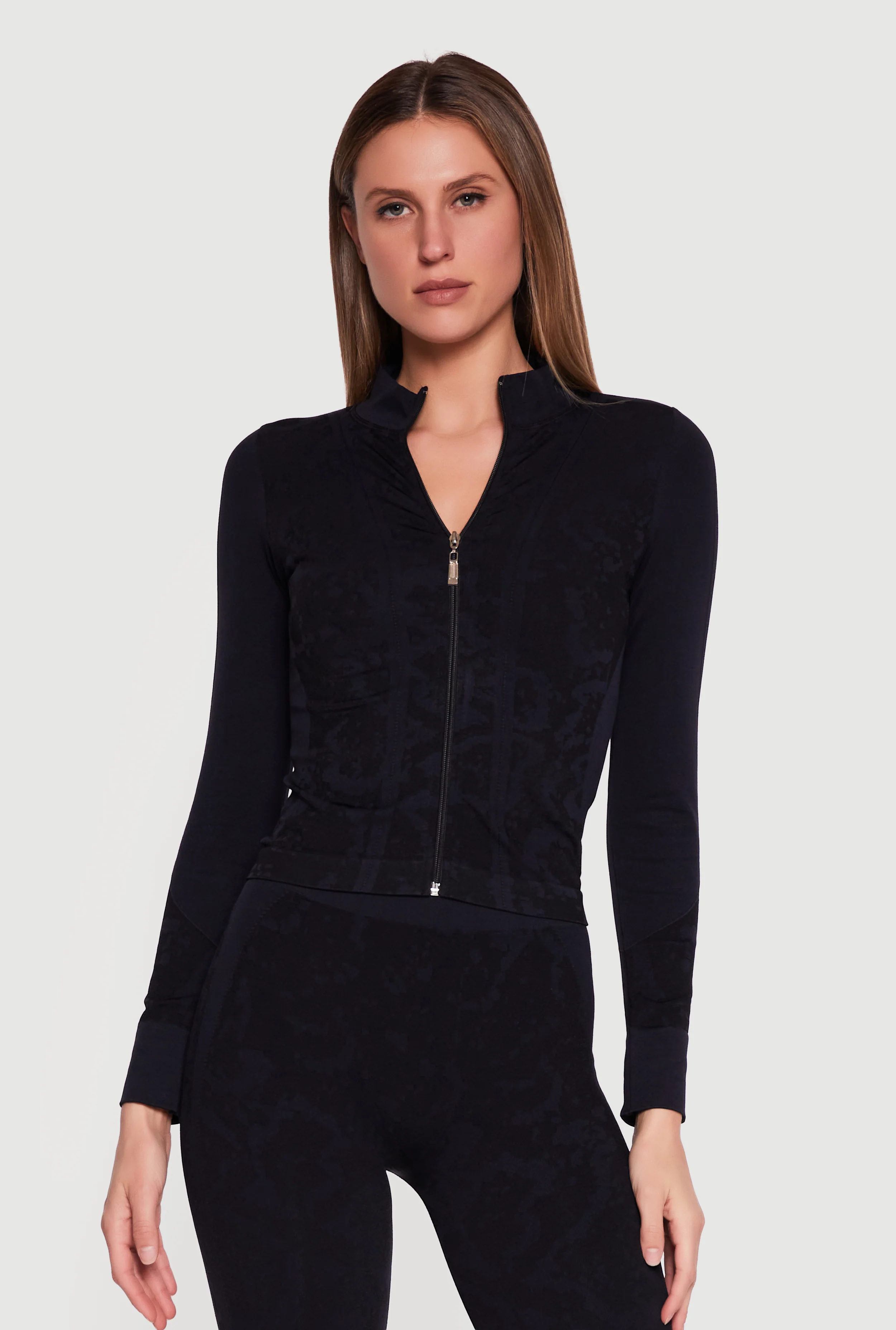 Seamless Zip Front Mock Neck Activewear Jacket