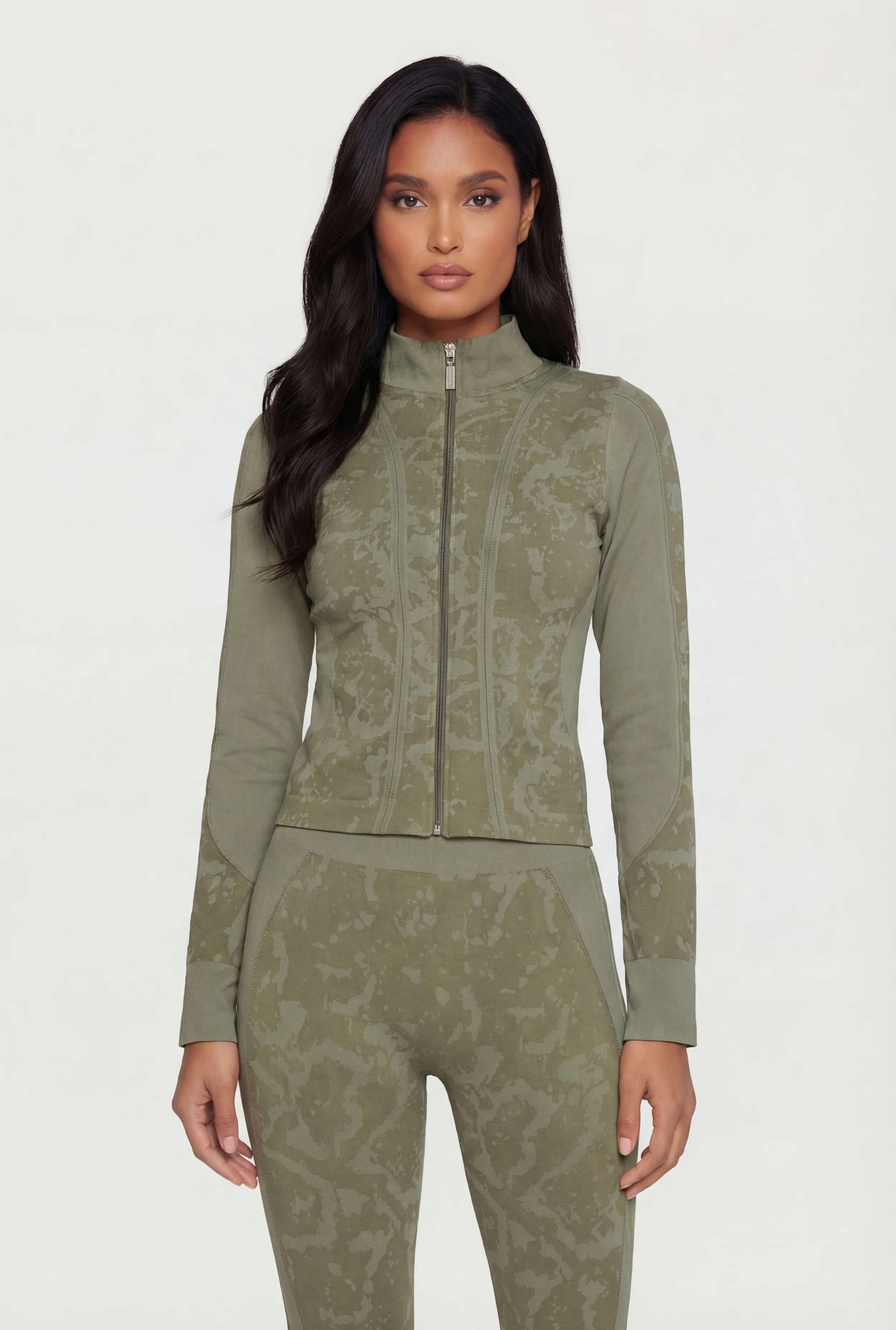 Seamless Zip Front Mock Neck Activewear Jacket