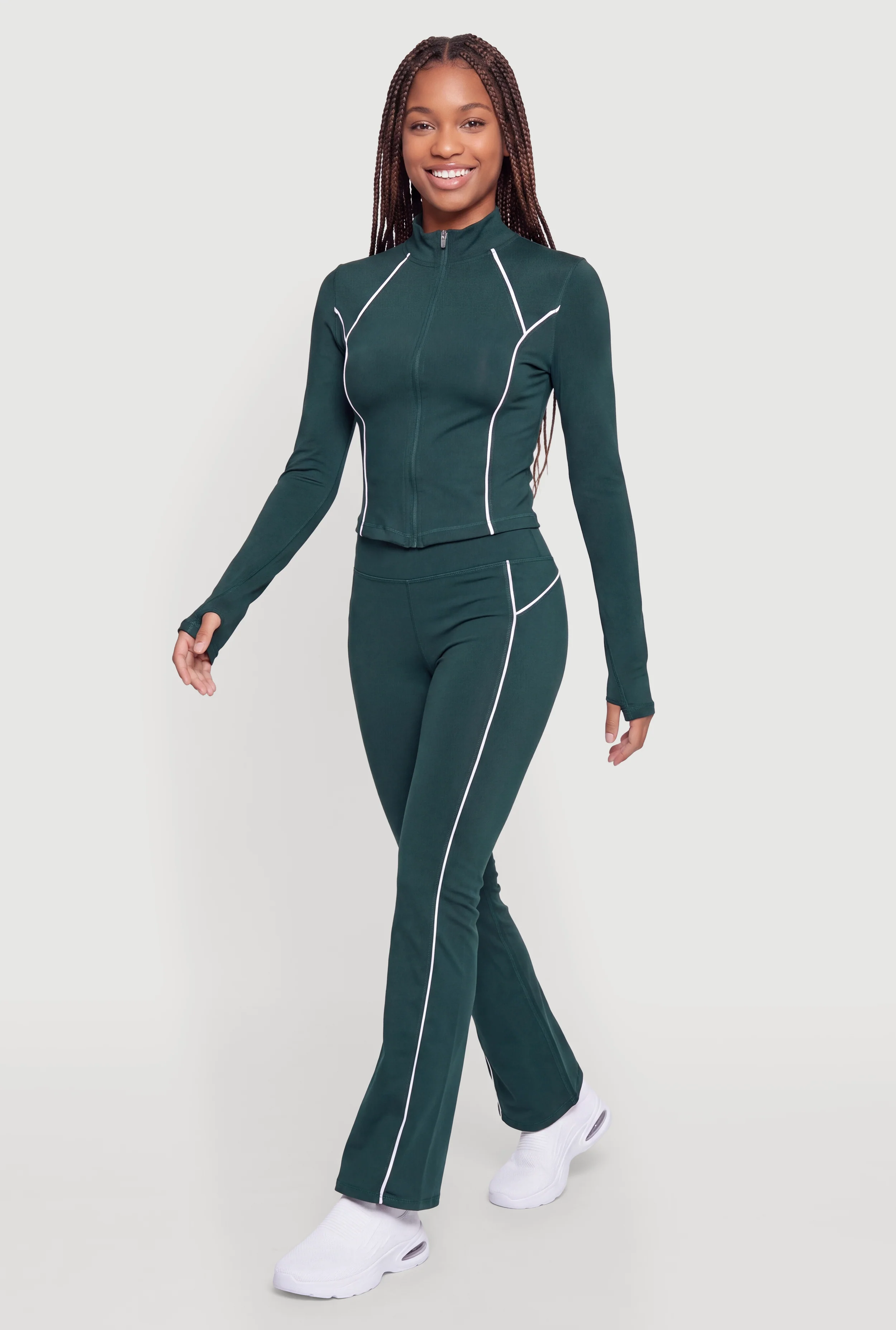 Contrast Piping Active Flare Pants