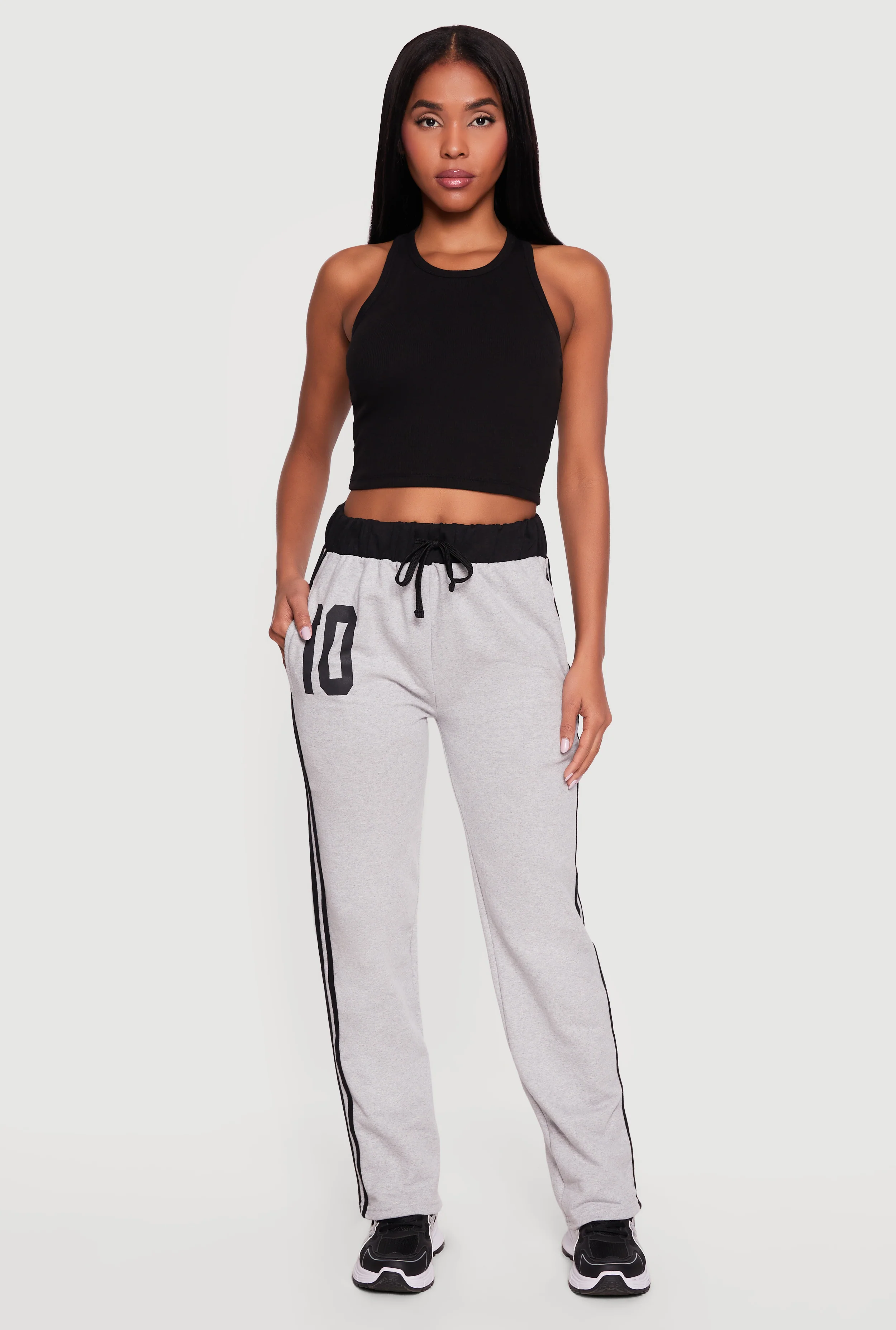 10 Graphic Varsity Stripe Side Drawstring Waist Sweatpants