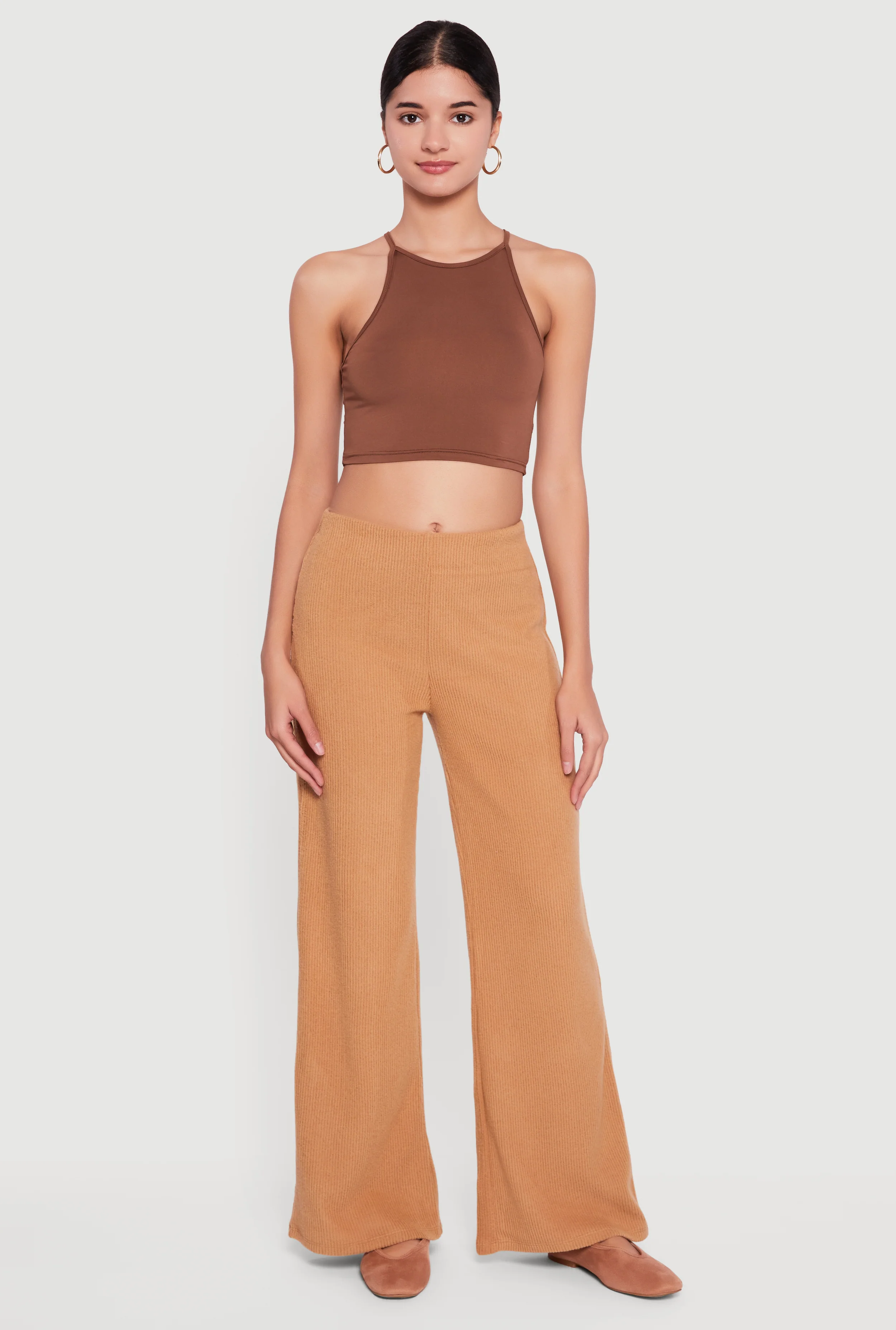 Brushed Rib Knit Pull On Pants
