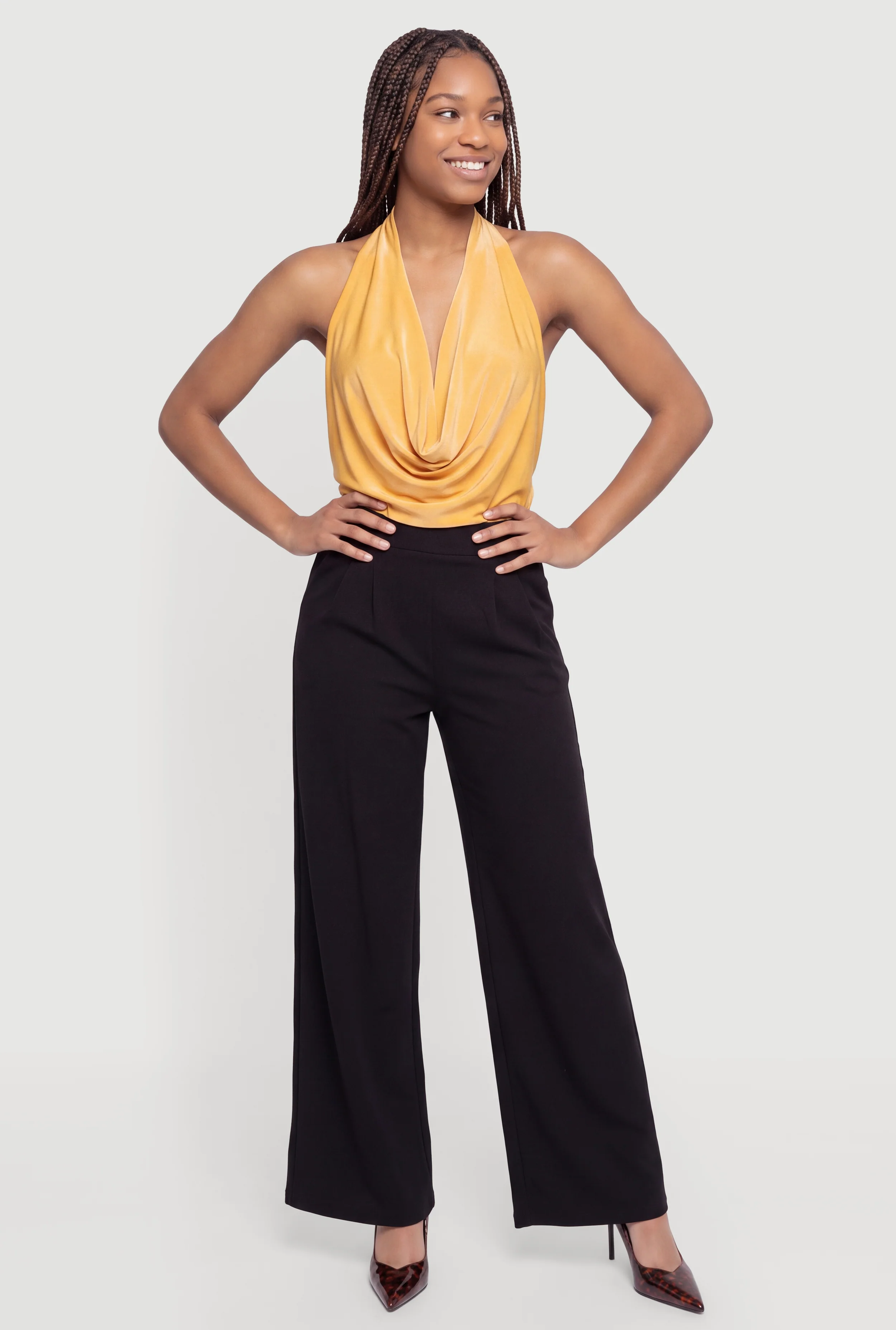 Soft Knit Pull On Pleated Trousers