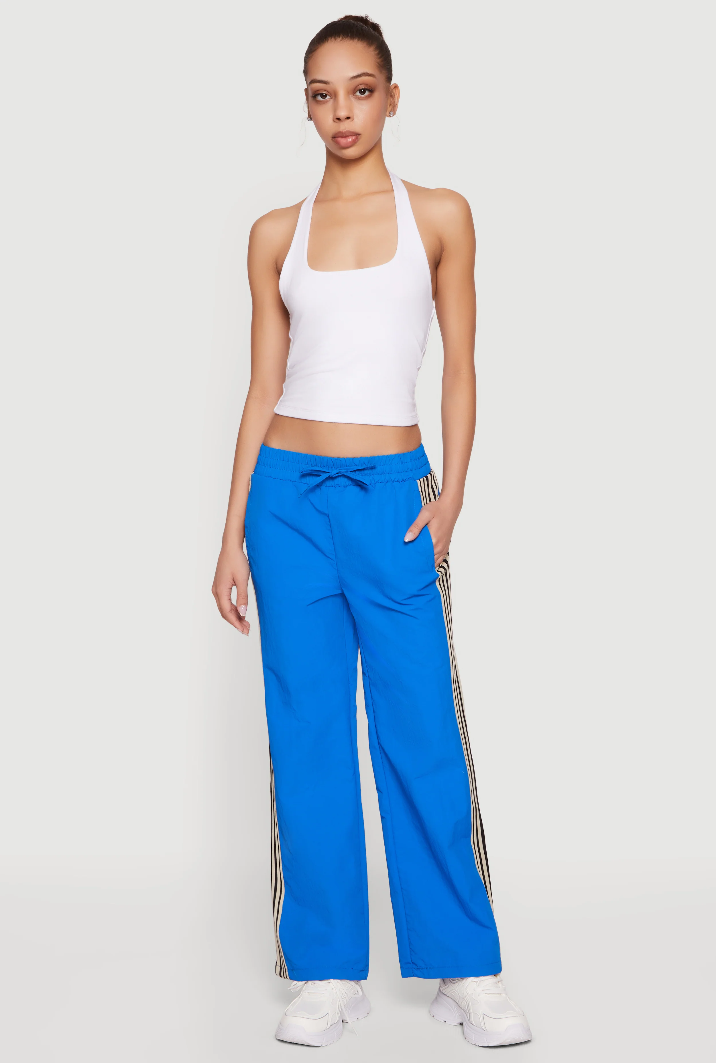 Side Stripe Drawstring Waist Straight Leg Track Pants