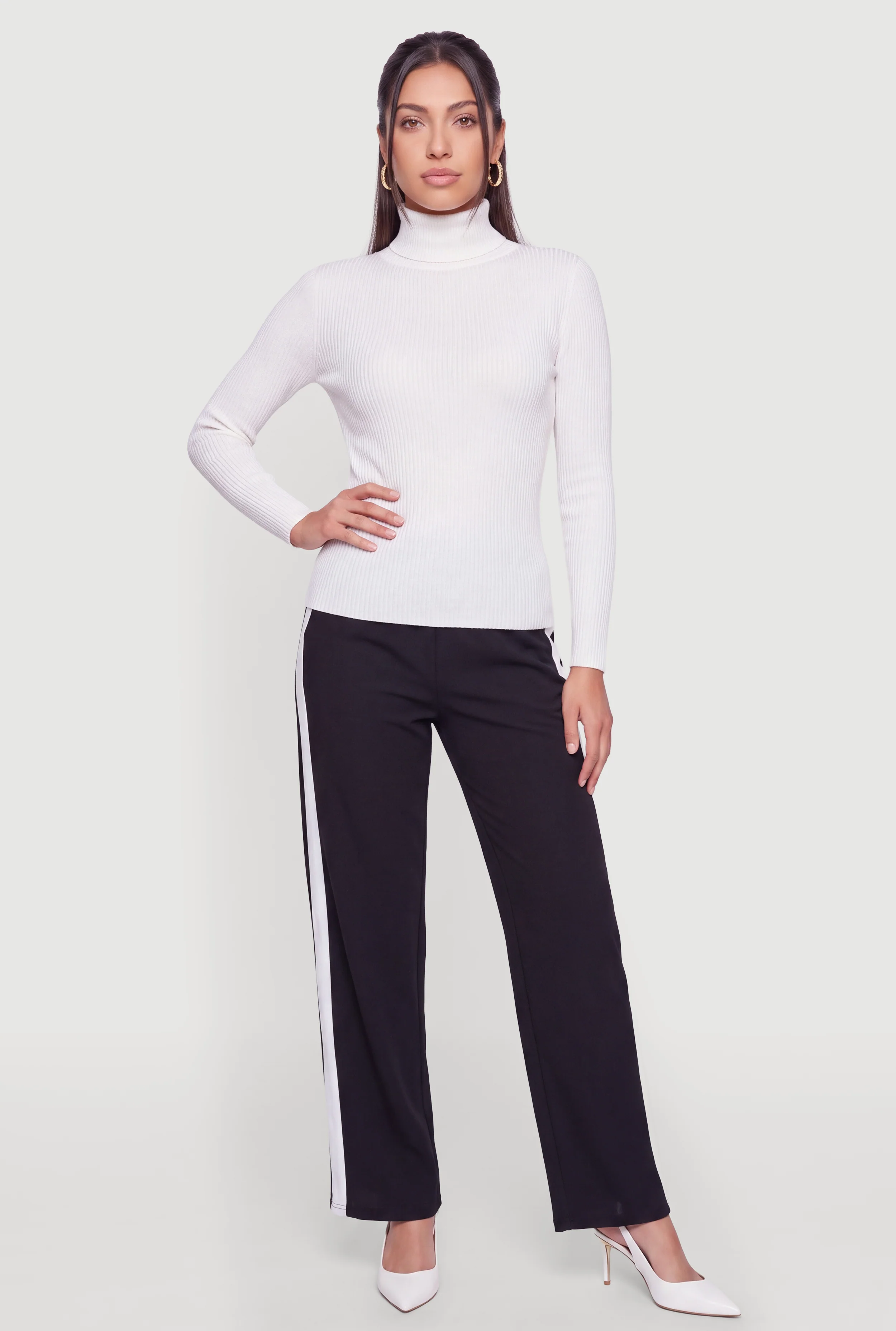 Contrast Side Stripe Straight Leg Pants