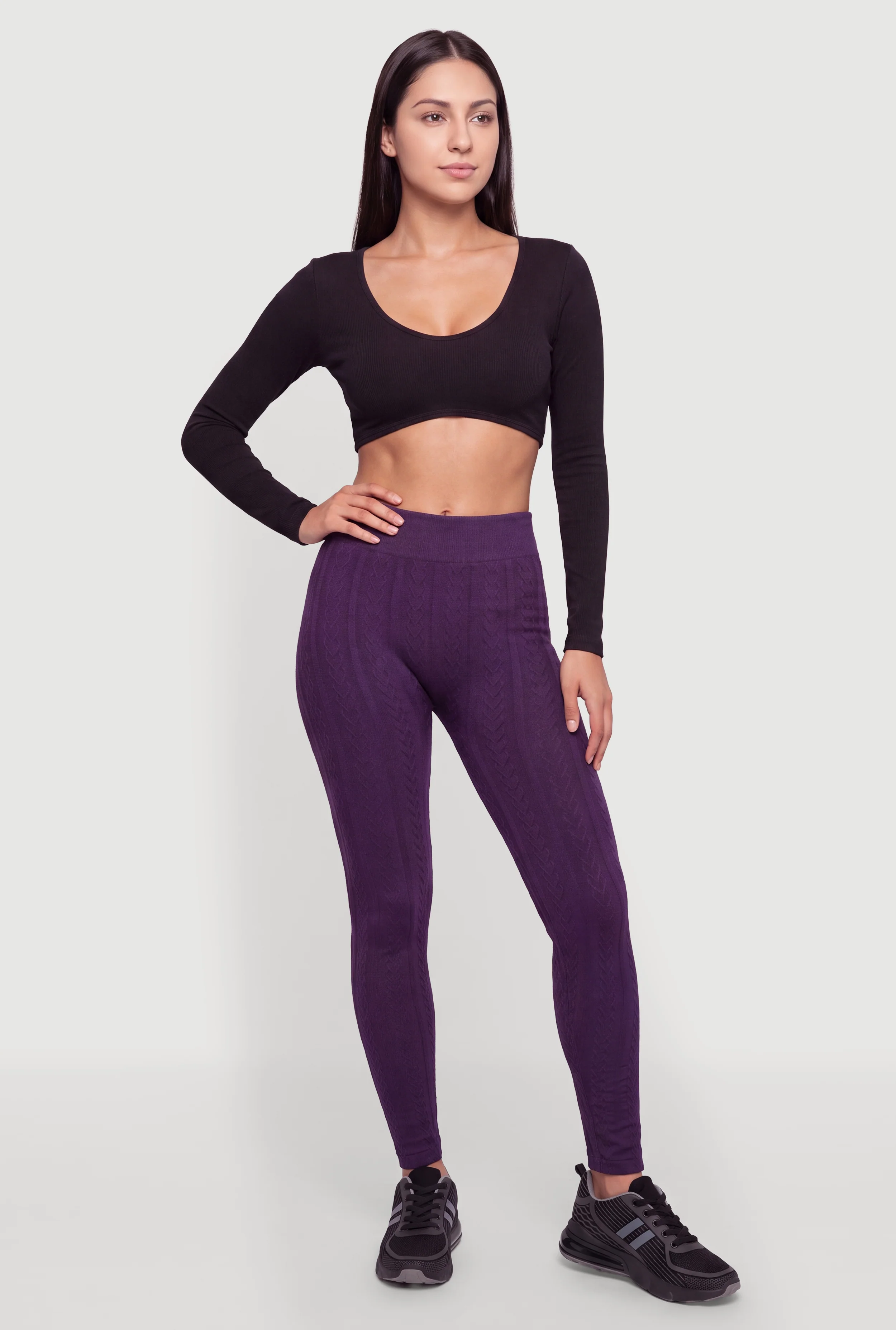 Seamless Cable Knit High Waisted Leggings