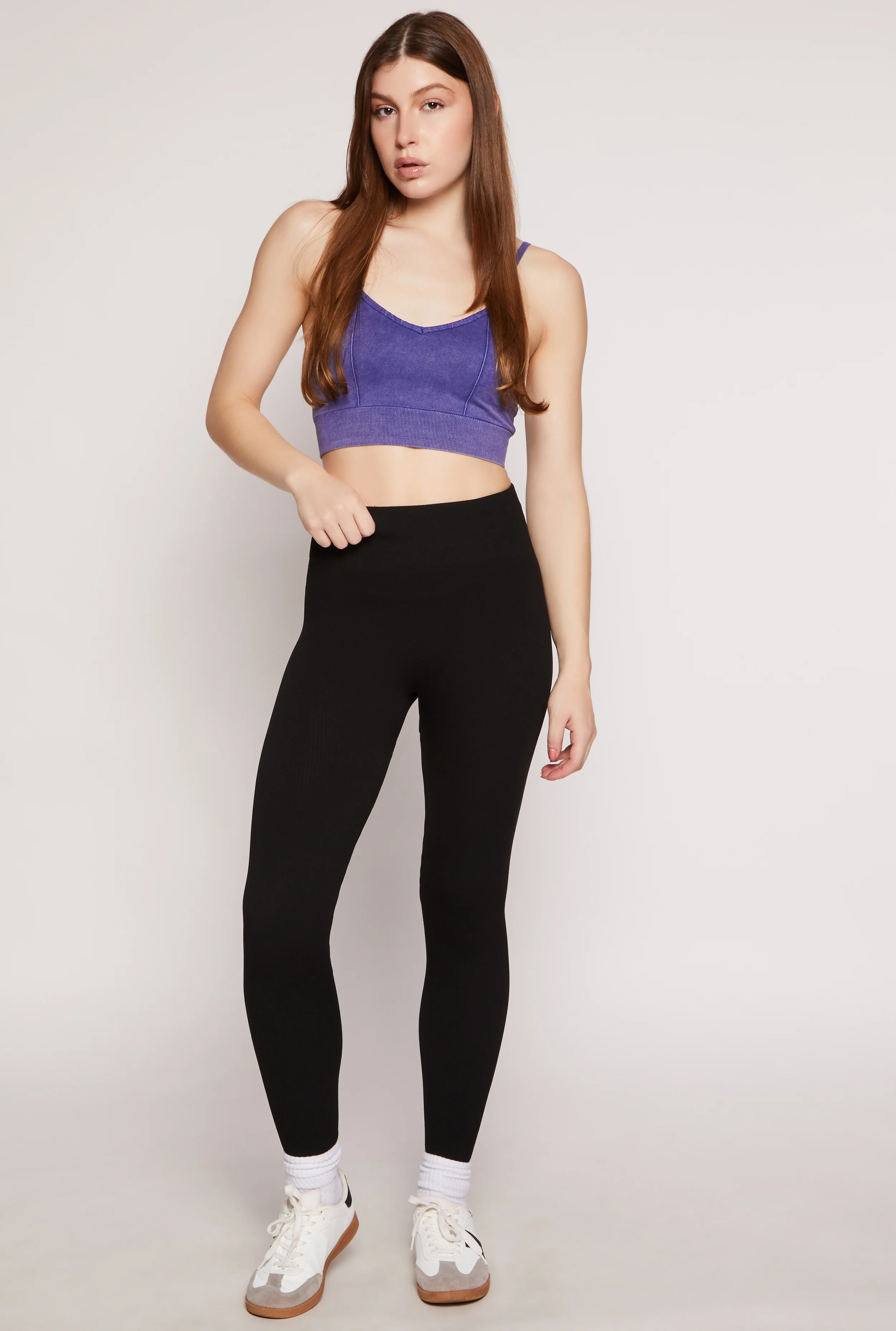 Ribbed Knit Fleece Lined High Waist Leggings