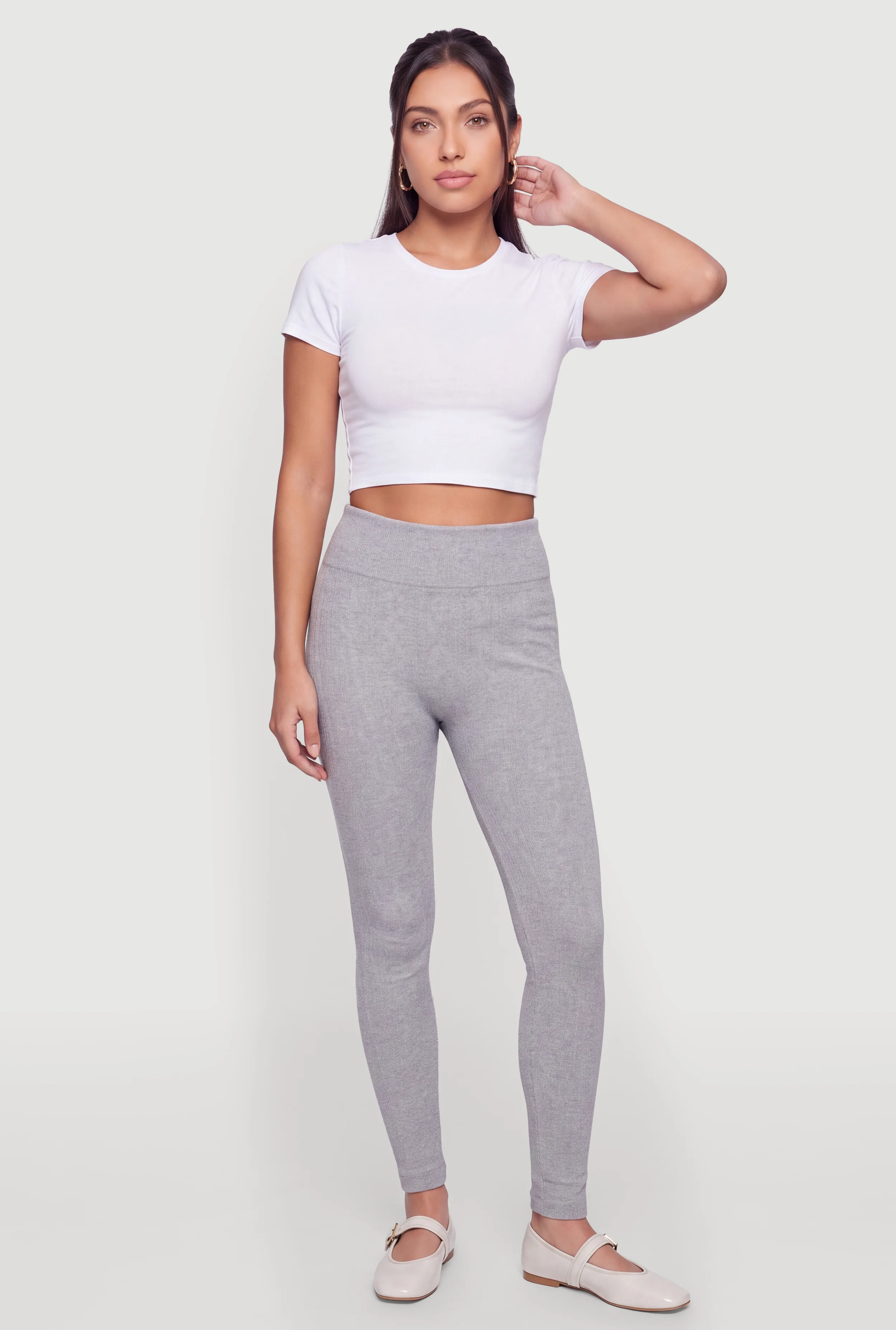 Fleece Lined Cable Knit High Waisted Leggings