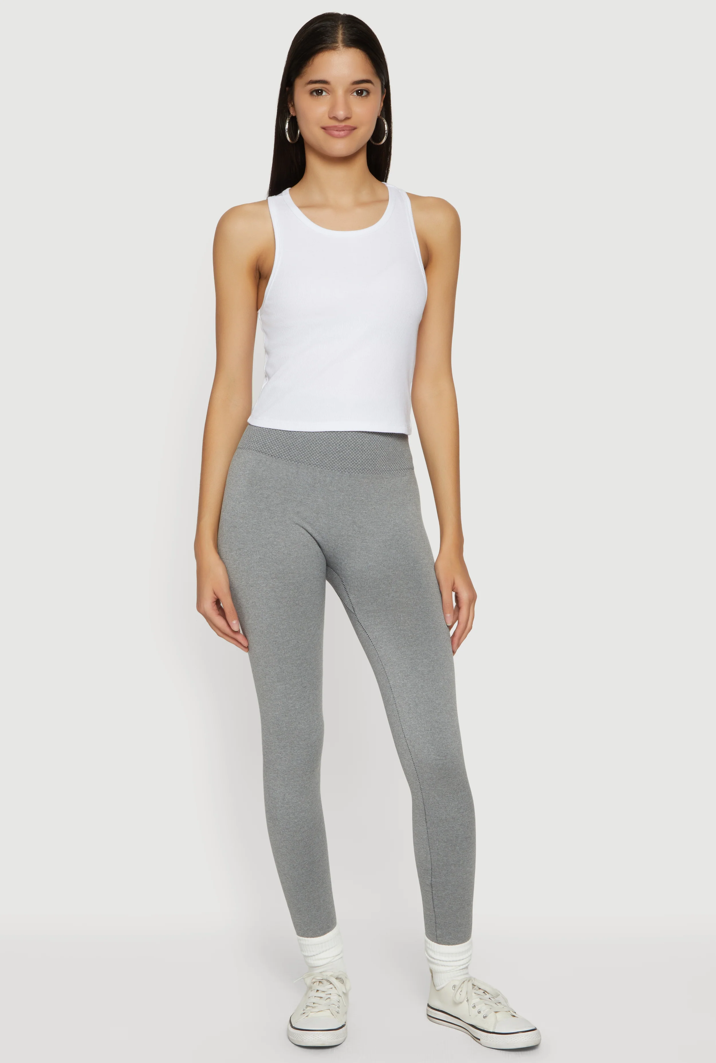 High Waisted Waffle Knit Fleece Lined Leggings