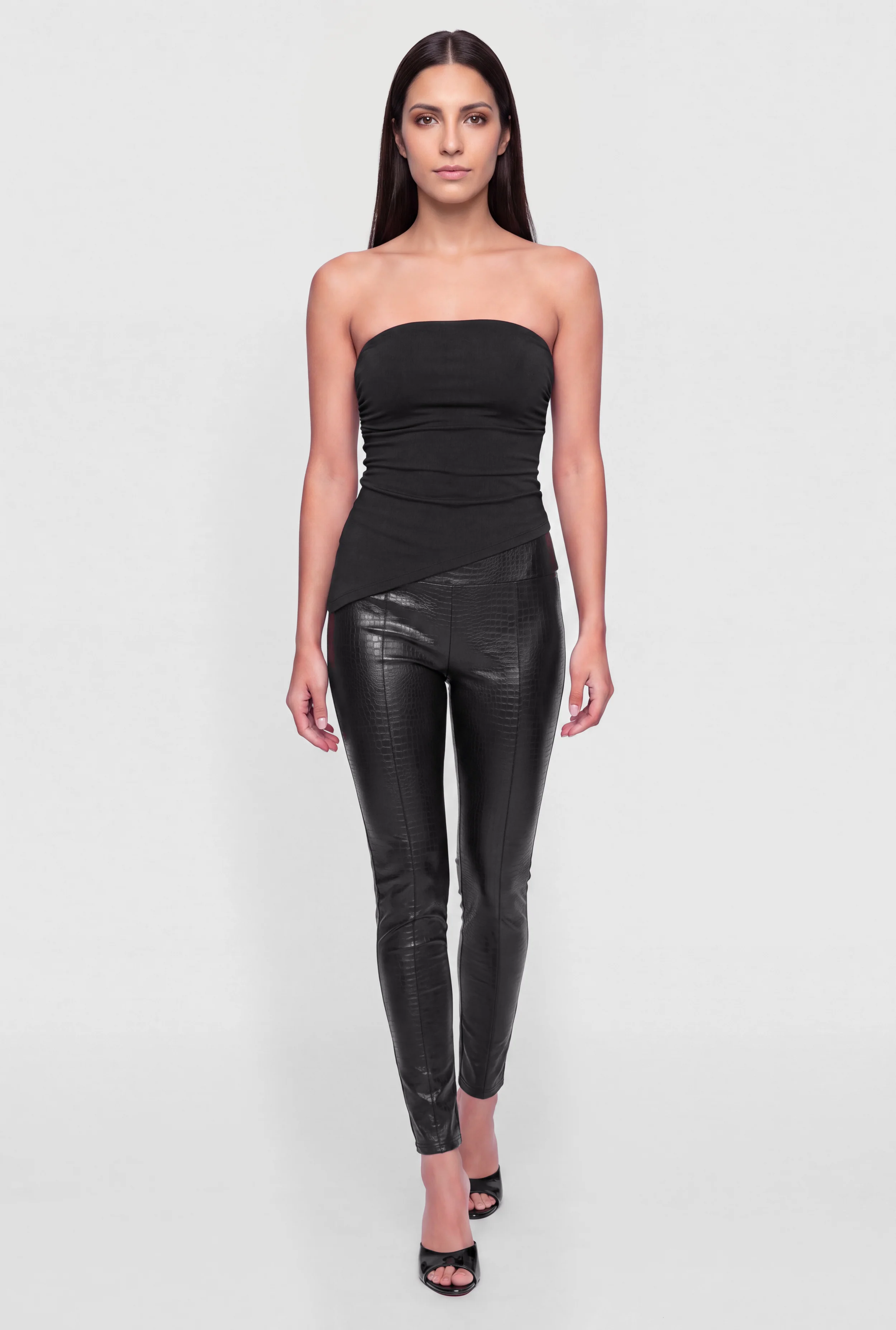 Crocodile Embossed Faux Leather Leggings