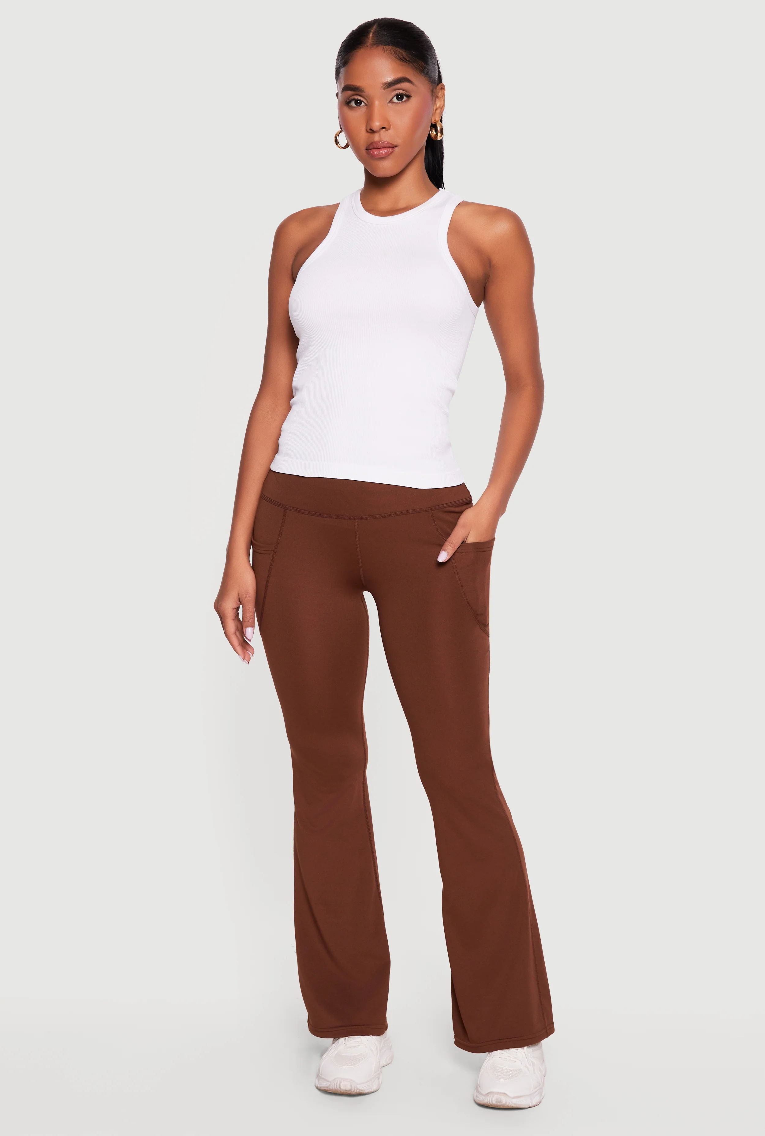 Trendy Cell Phone Pocket Flare Leg Yoga Pants