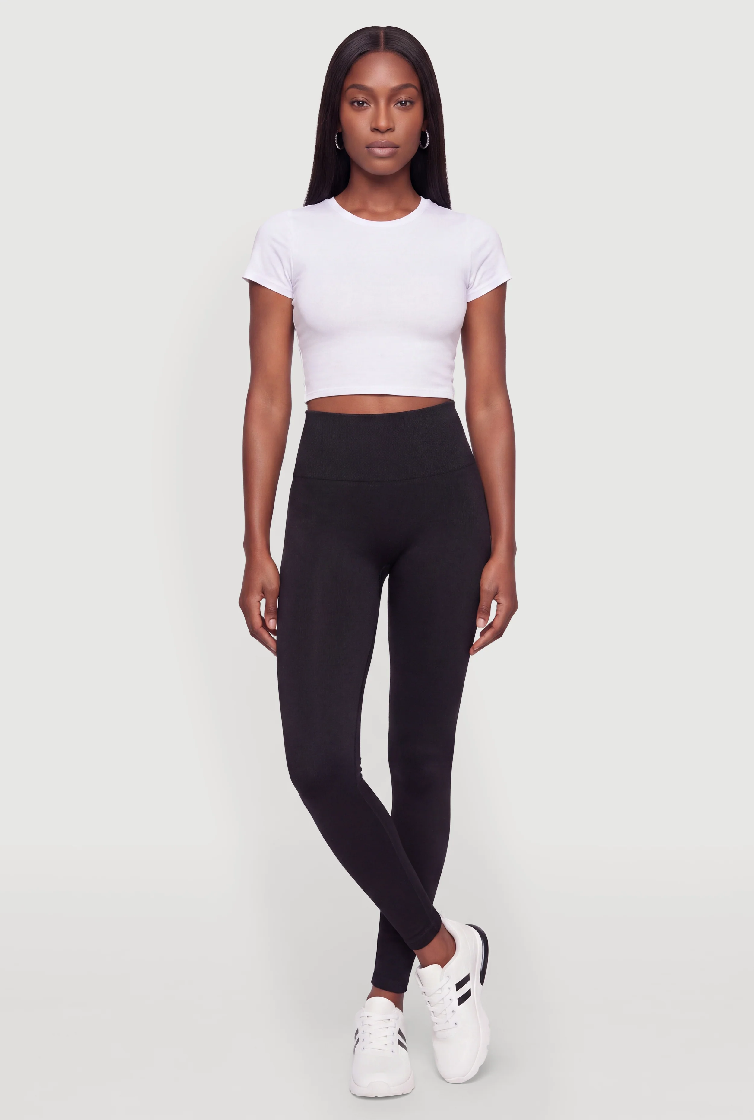 Waffle Knit Waist Fleece Lined Leggings