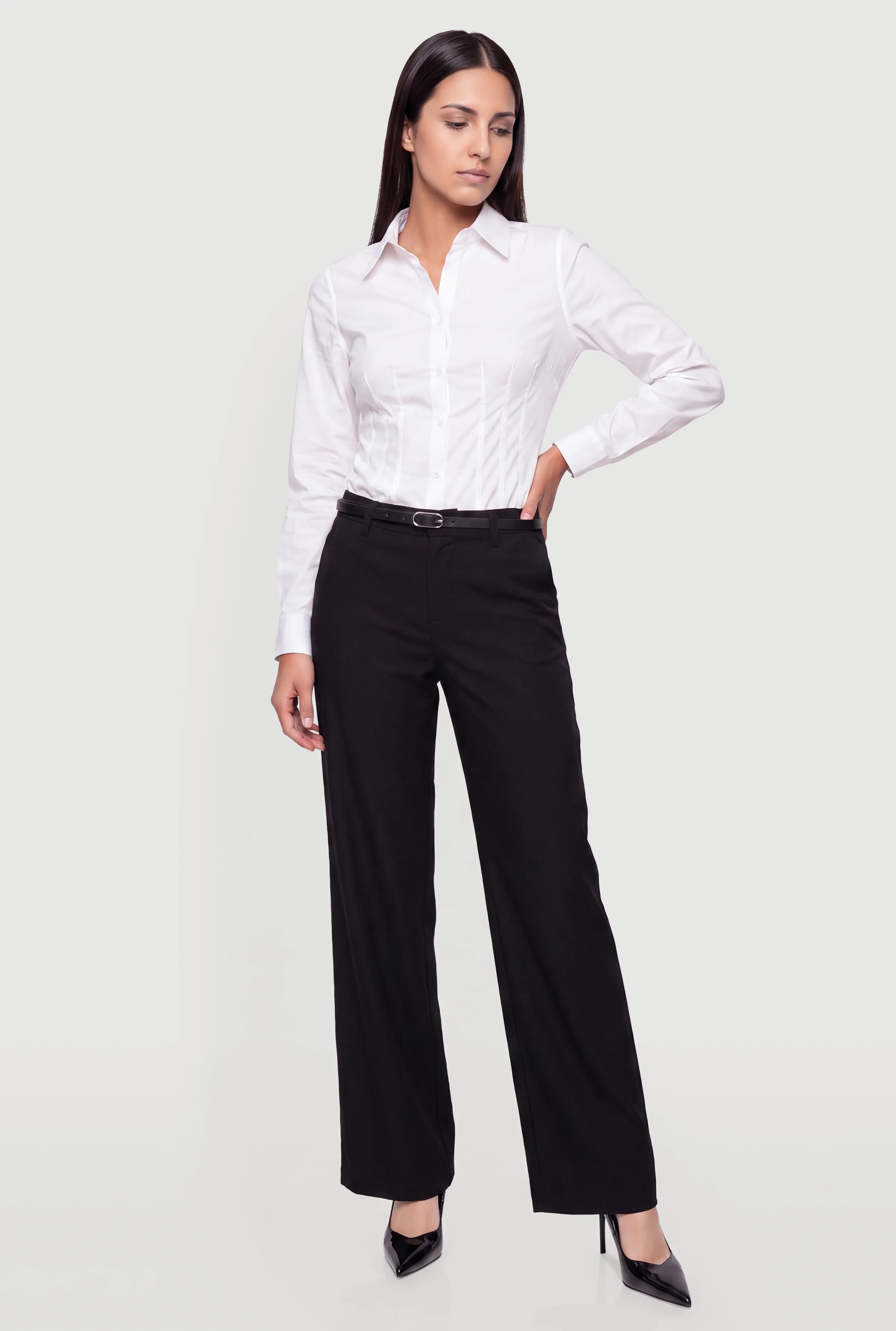 Wide Leg Belted Trouser Pants