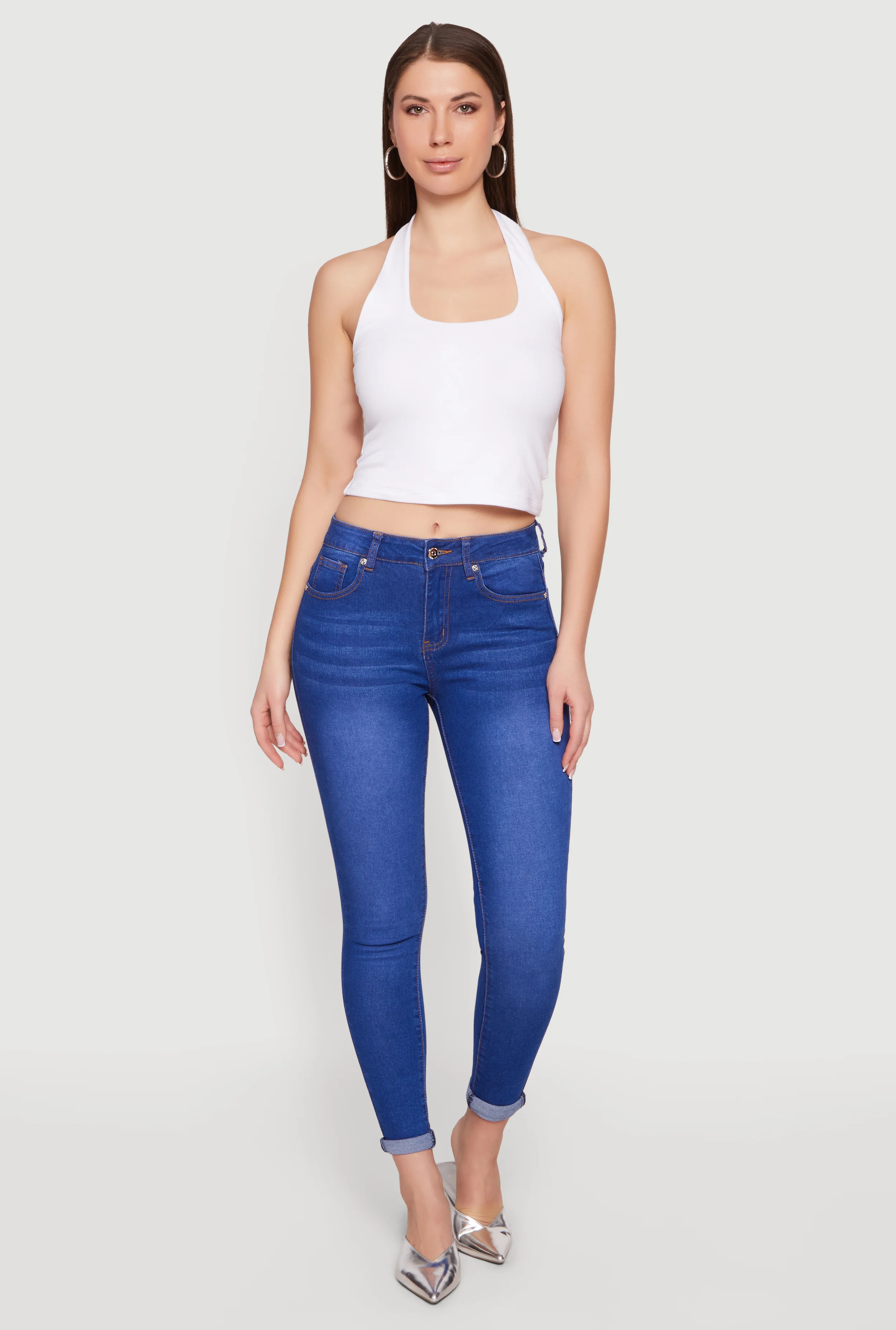 Skinny Jeans with Rolled Cuffs