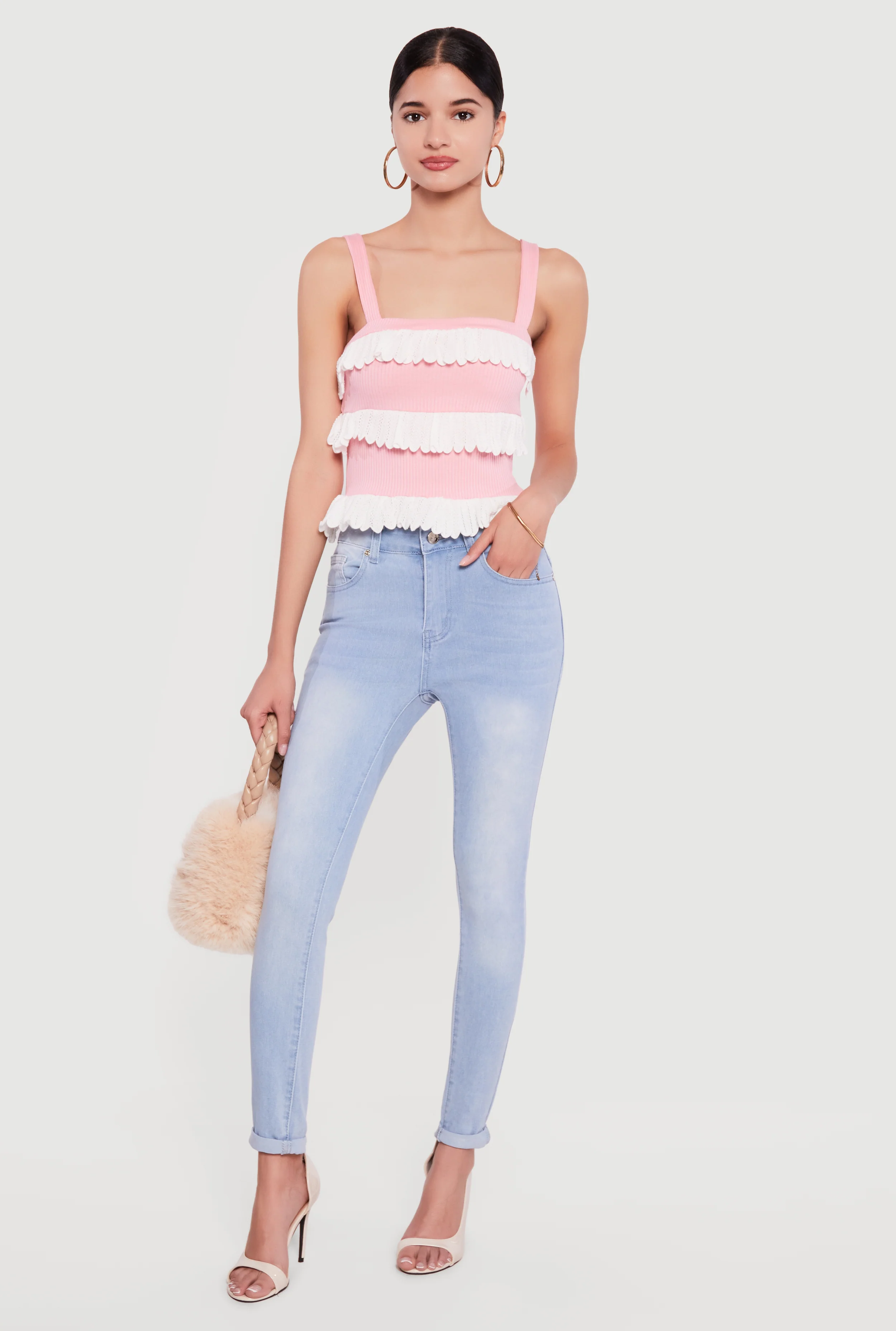 Skinny Jeans with Rolled Cuffs