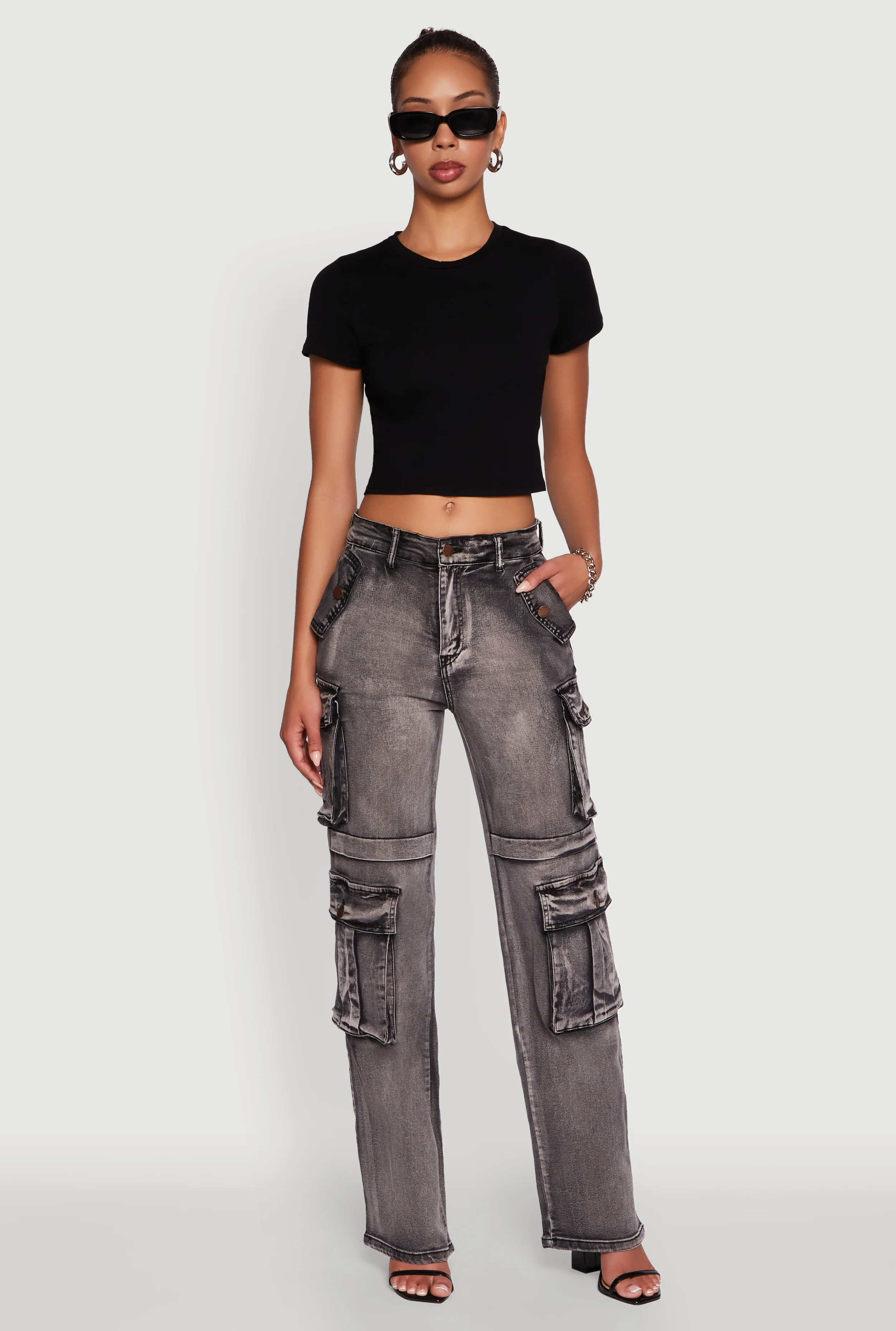 Daisy Mineral Wash Straight Leg Cargo Jeans