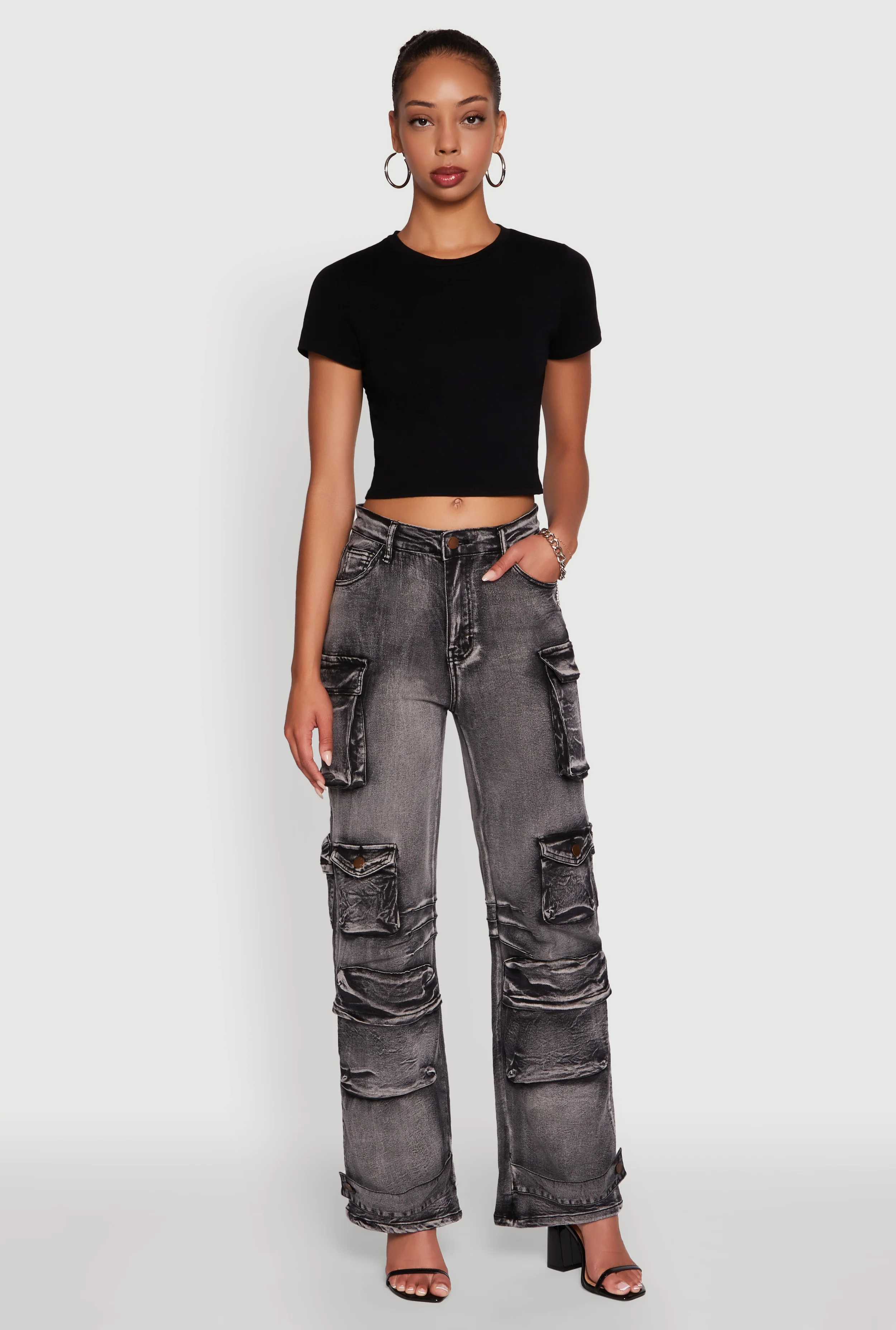 Daisy Mineral Wash Straight Leg Utility Jeans