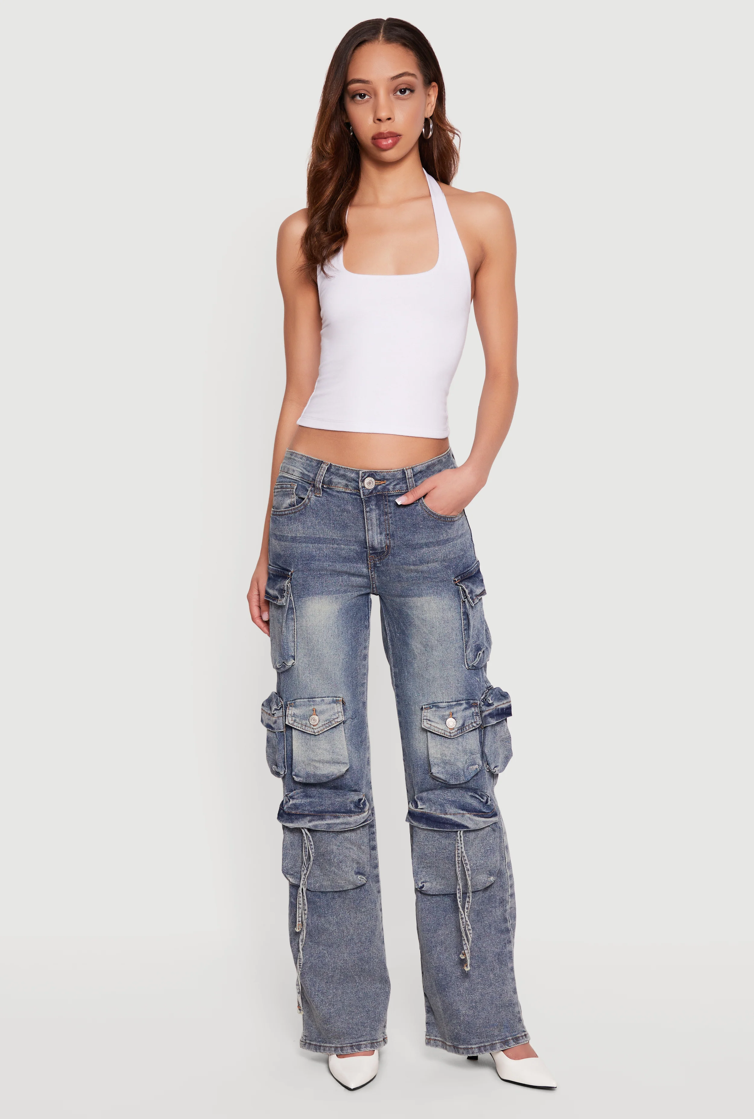 VIP Mineral Wash Straight Leg Utility Jeans