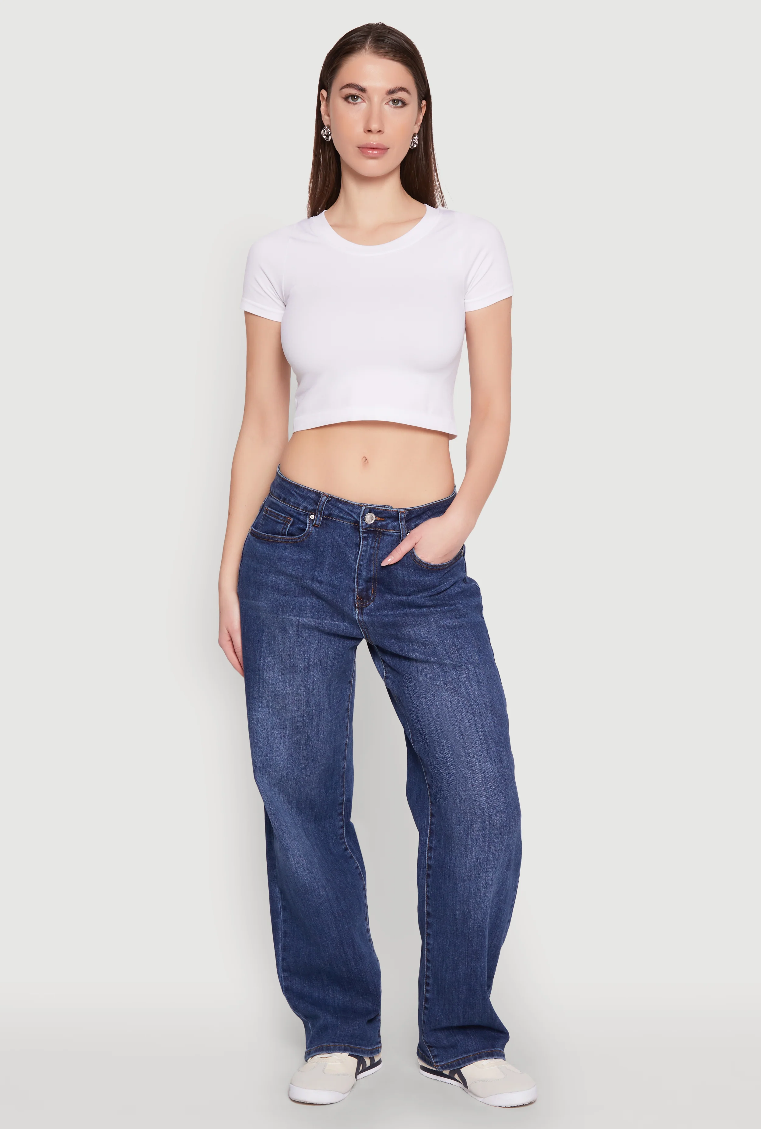 WAX Mid Rise Whiskered Straight Leg Jeans