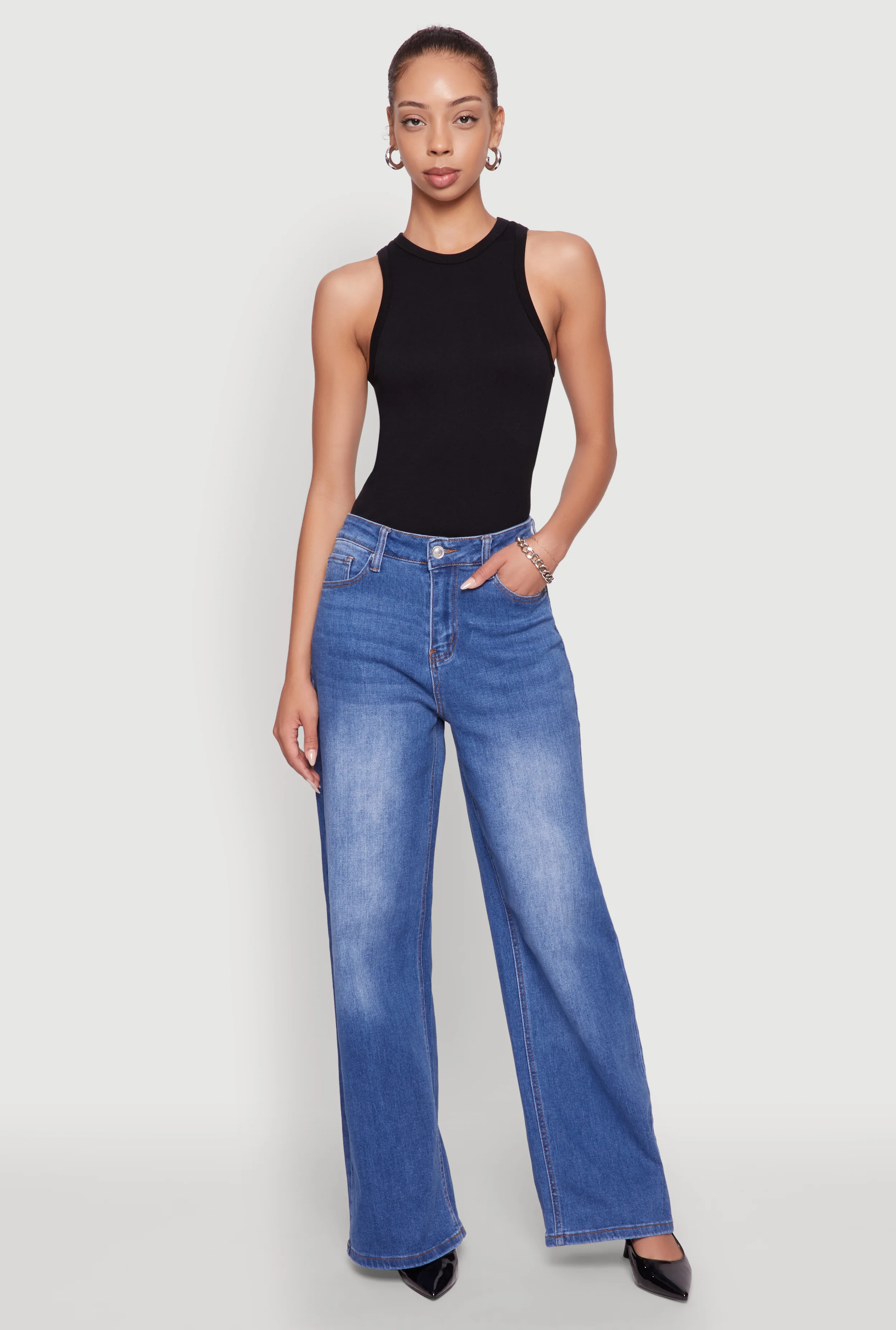 WAX Whiskered Wide Leg Jeans