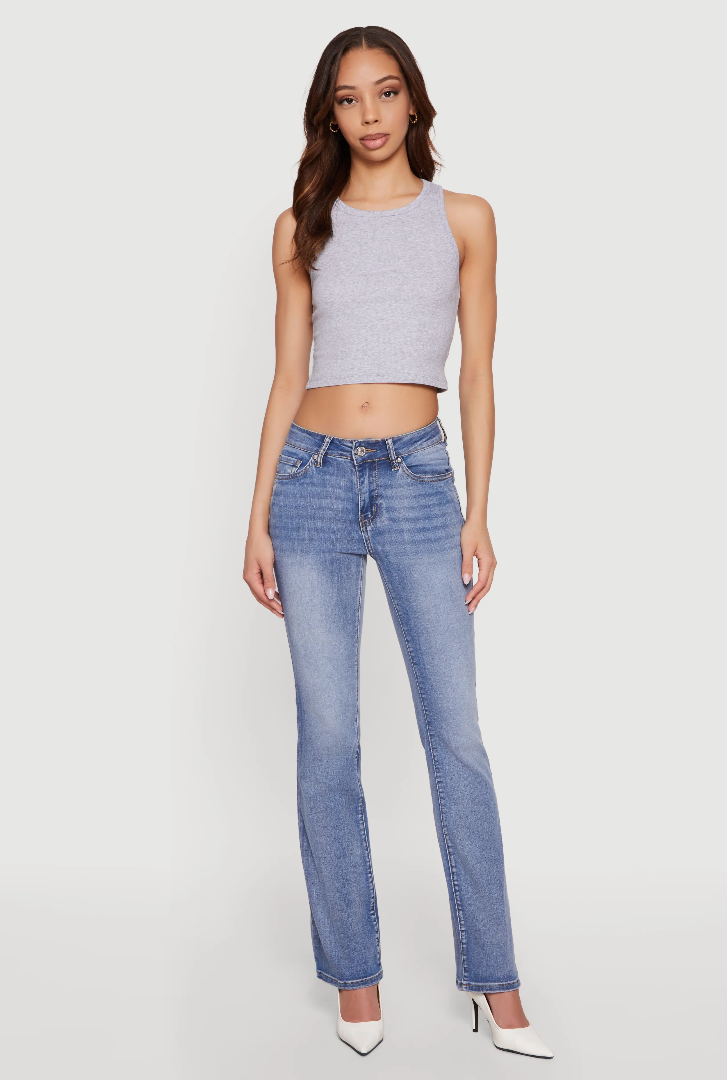 Trendy Mid Rise Whiskered Bootcut Jeans