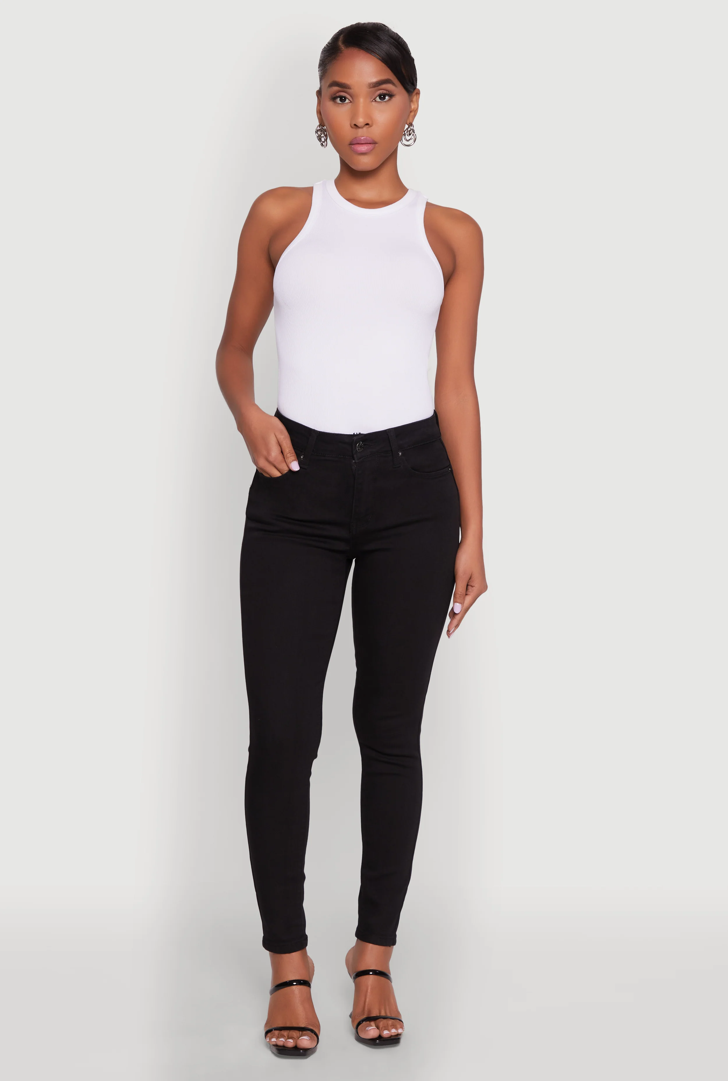 WAX Five Pocket Solid Skinny Jeans