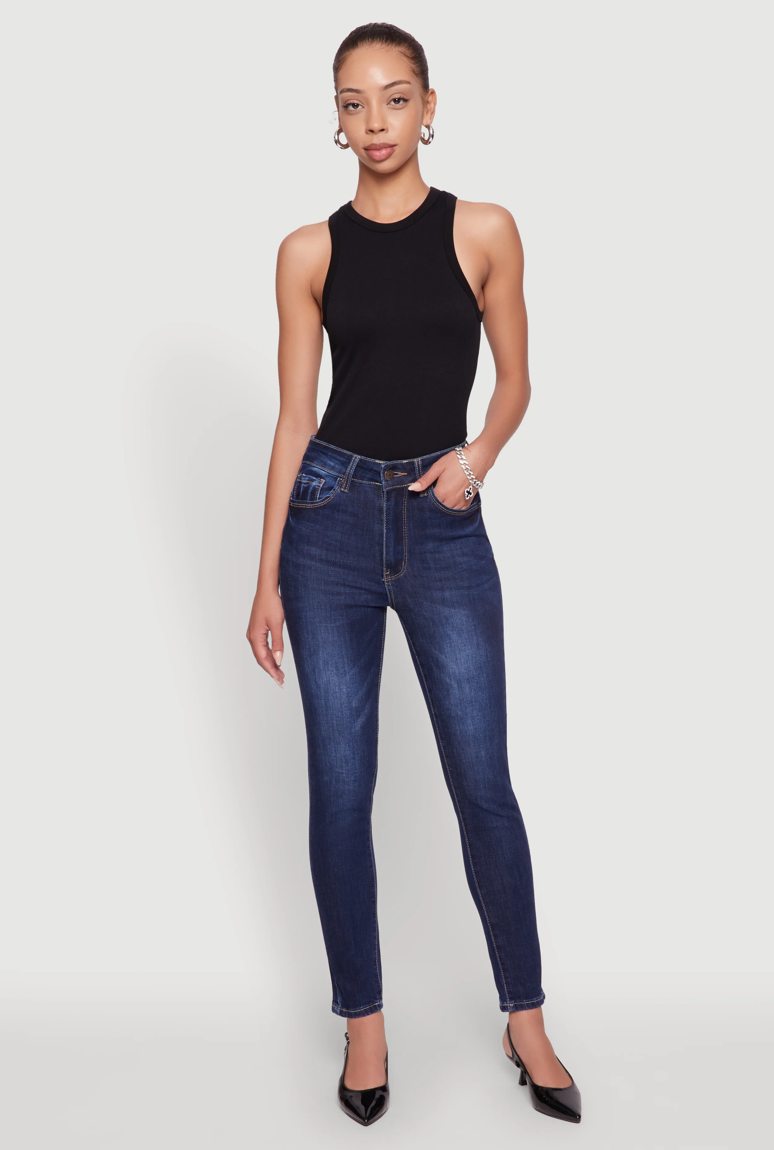 WAX Five Pocket Solid Skinny Jeans