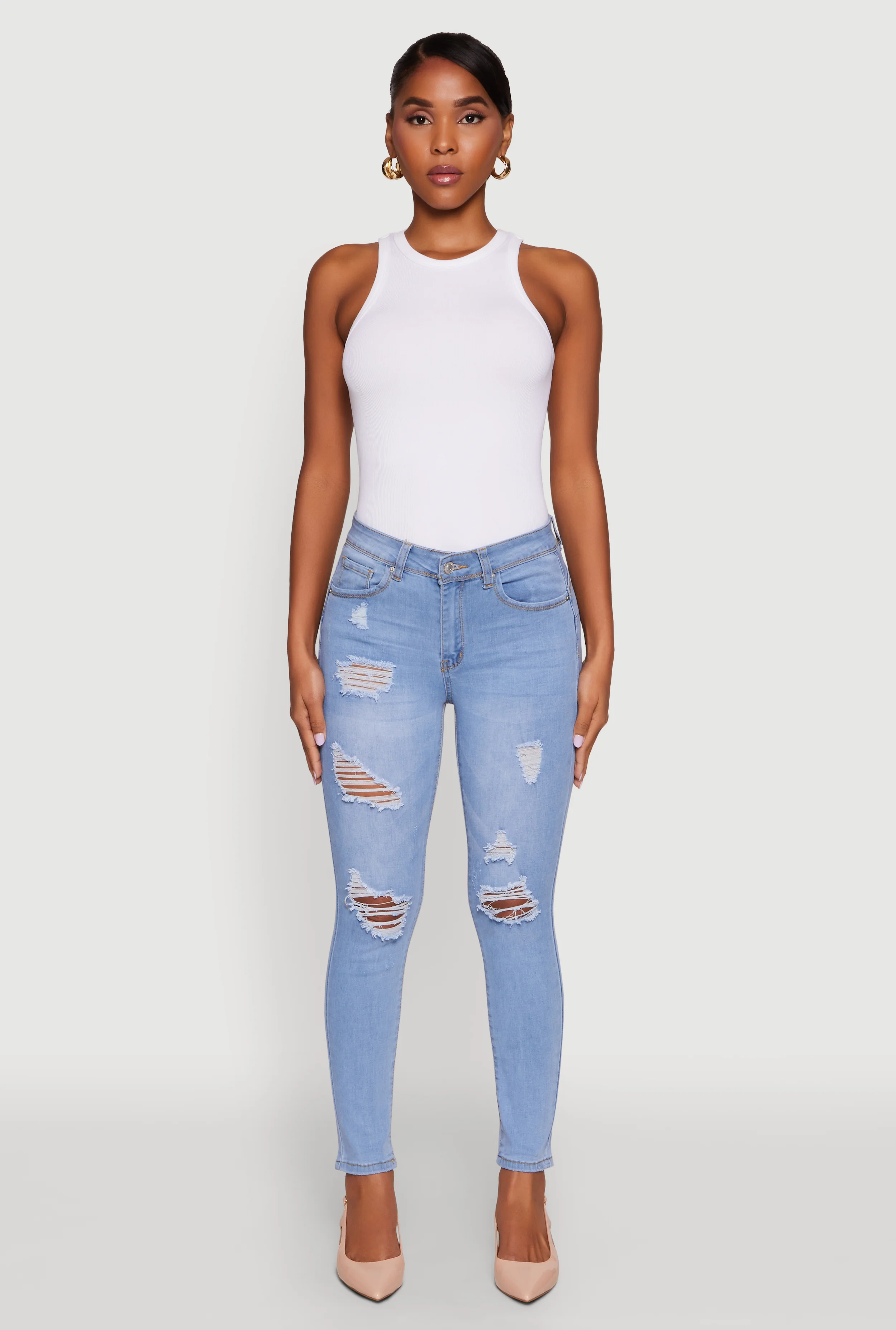 WAX Mid Rise Distressed Jeans