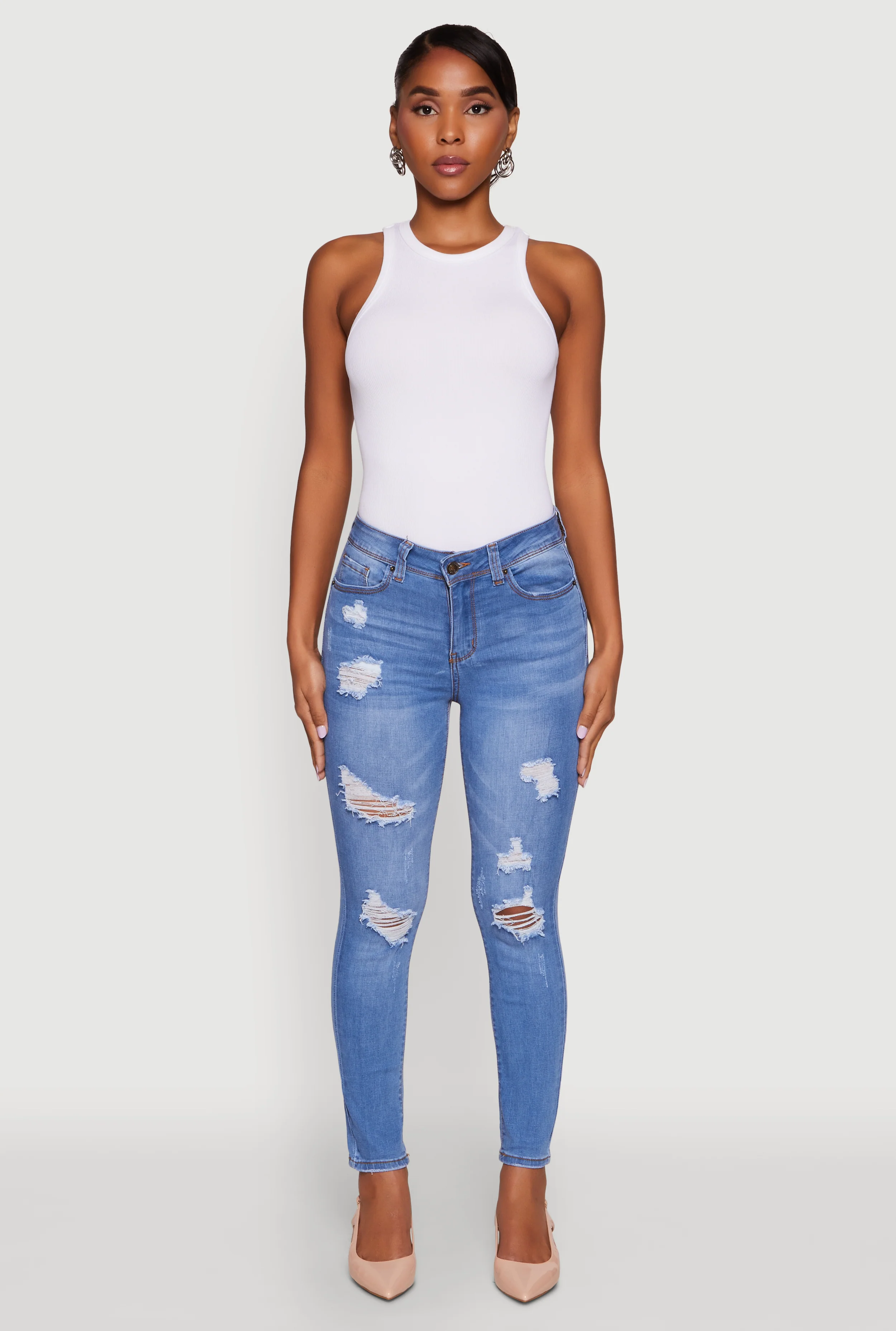 WAX Mid Rise Distressed Jeans