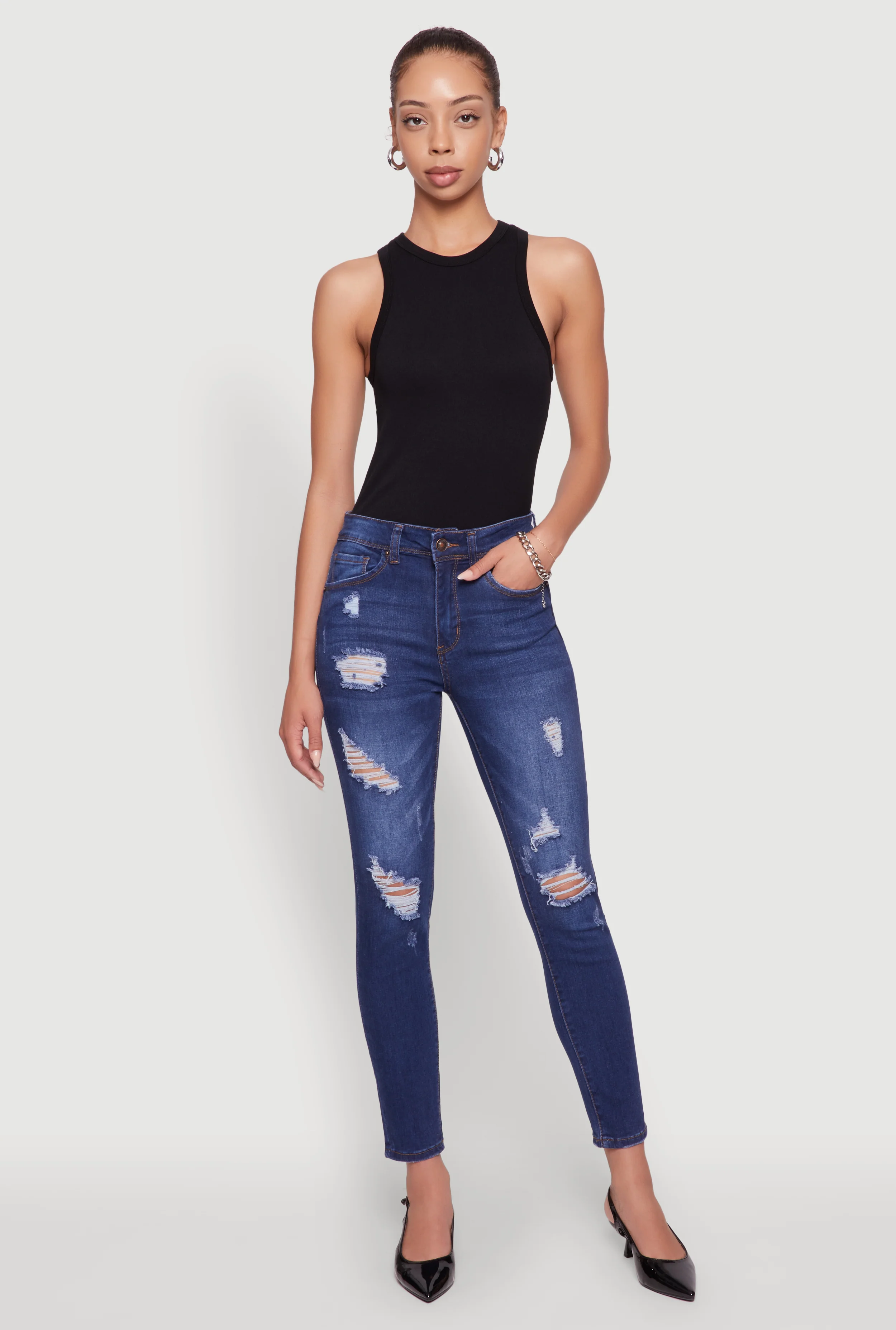 WAX Mid Rise Distressed Jeans