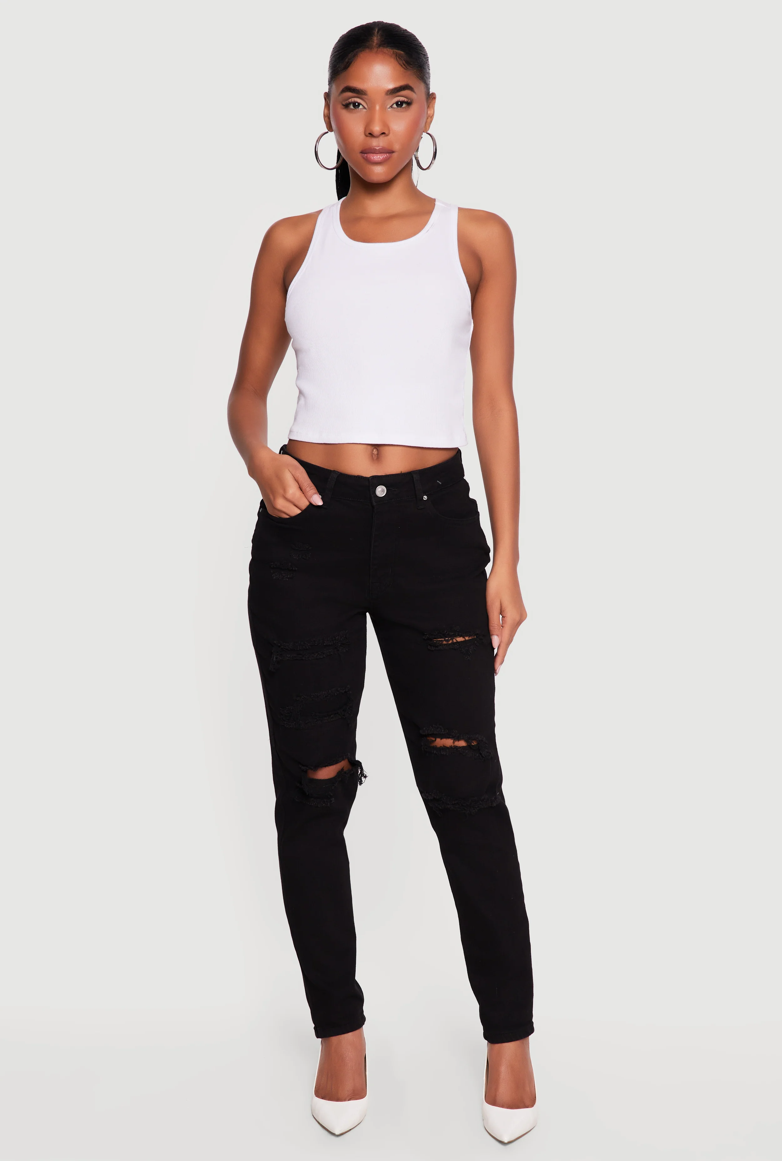WAX Mid Rise Distressed Skinny Jeans