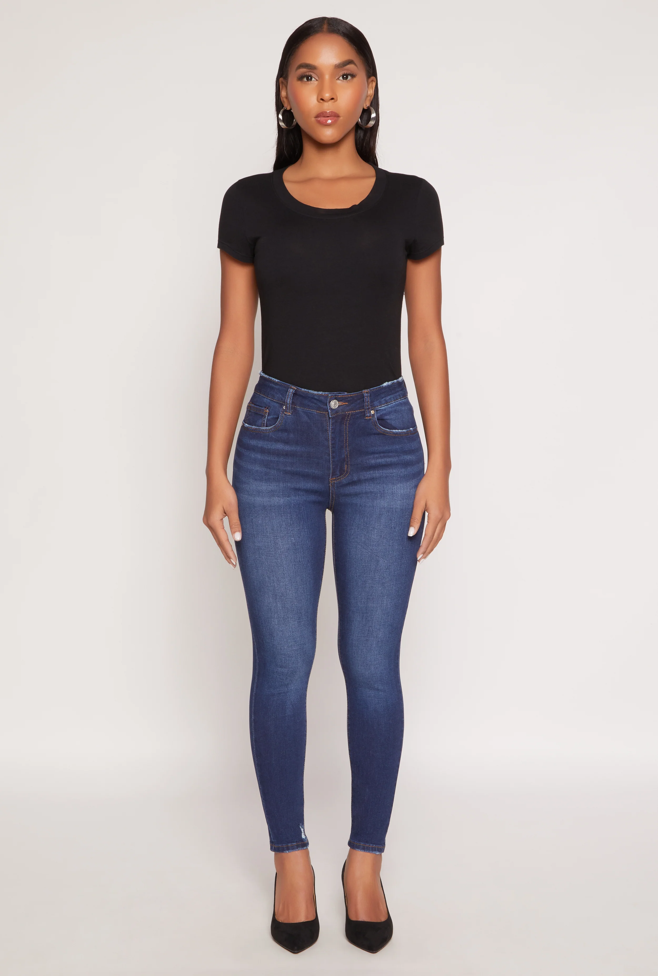 WAX Frayed Detail Skinny Jeans